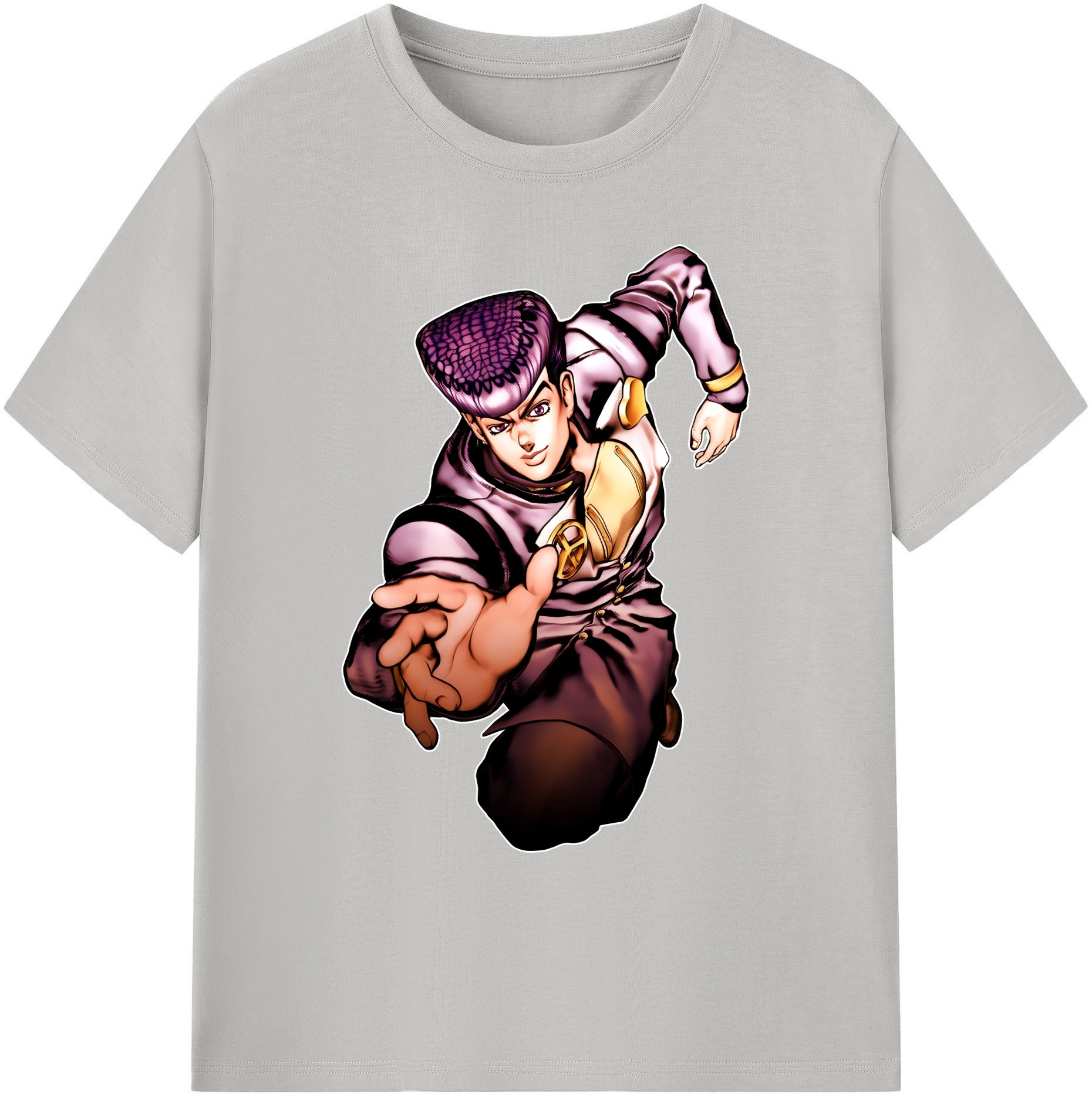 （画像用） ジョジョの奇妙な冒険 ひがしかた じょうすけ JoJo's Bizarre Adventure Higashikata Josuke 綿100％ メンズ半袖Tシャツ｜肌触りやわらか＆通気性