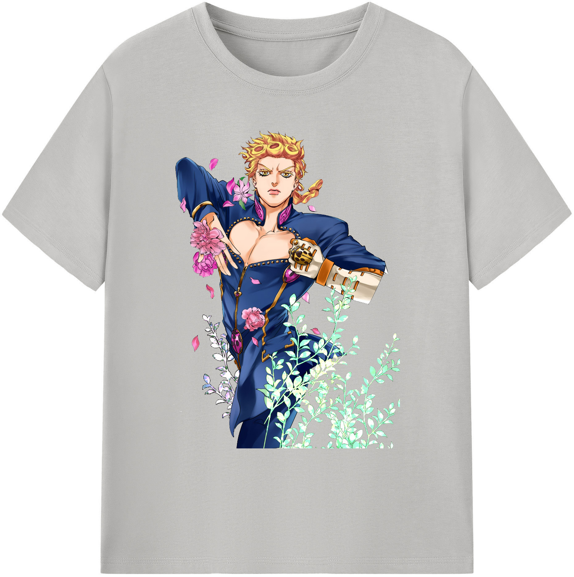 （画像用） ジョジョの奇妙な冒険 ジョルノ?ジョバァーナ JoJo's Bizarre Adventure Giorno Giovanna 綿100％ メンズ半袖Tシャツ｜肌触りやわらか＆通気性