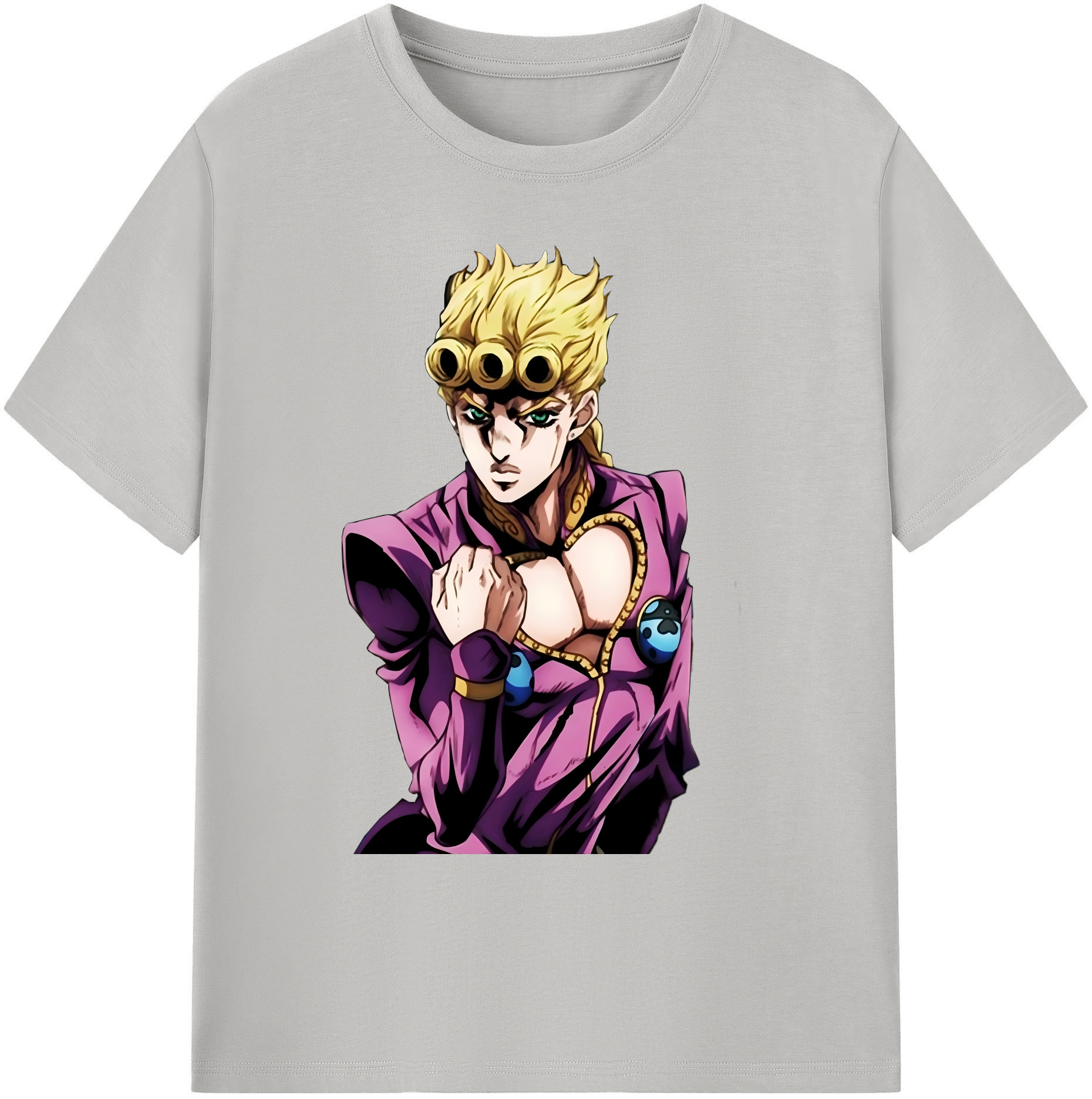 （画像用） ジョジョの奇妙な冒険 ジョルノ?ジョバァーナ JoJo's Bizarre Adventure Giorno Giovanna 綿100％ メンズ半袖Tシャツ｜肌触りやわらか＆通気性