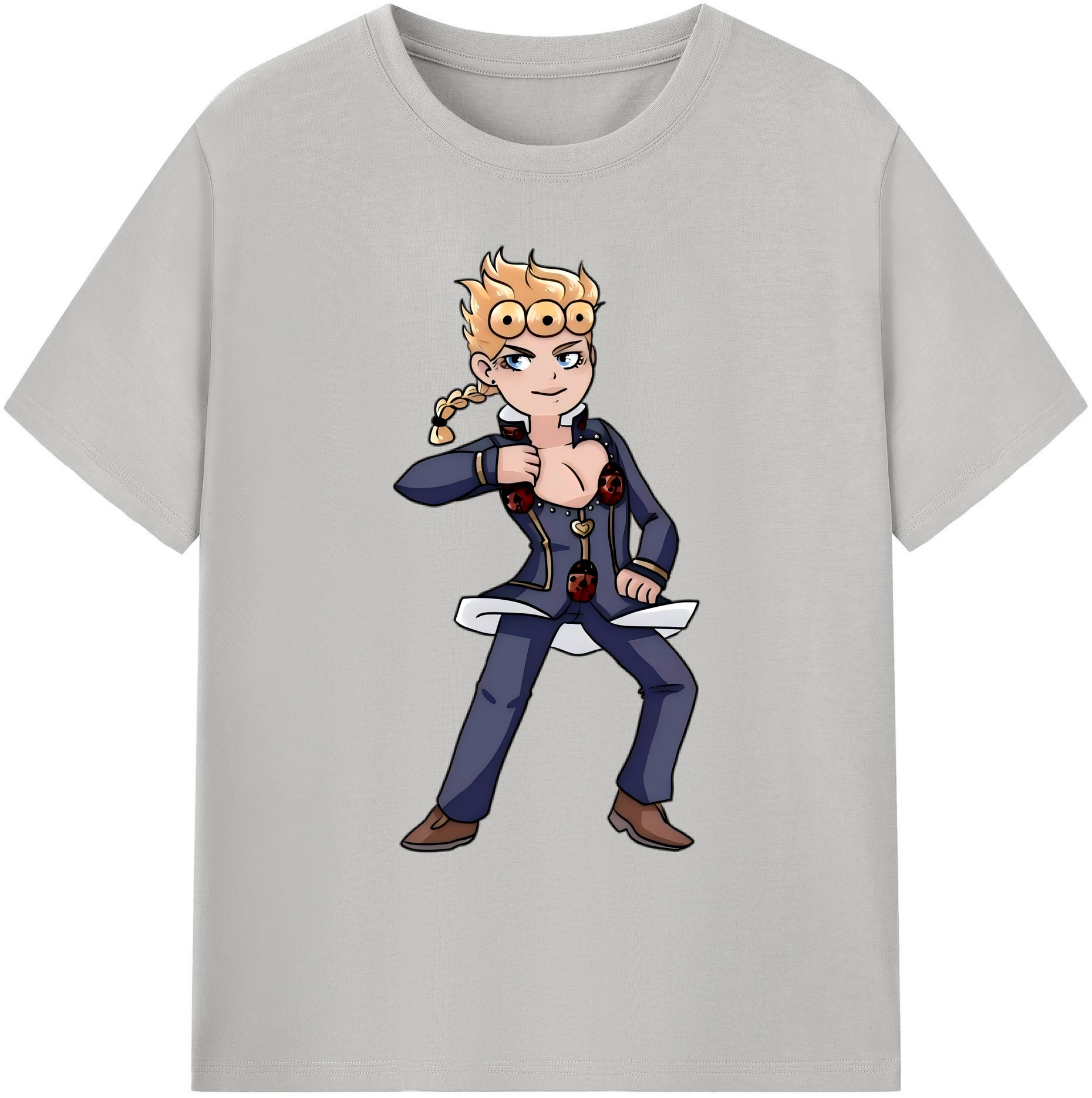 （画像用） ジョジョの奇妙な冒険 ジョルノ?ジョバァーナ JoJo's Bizarre Adventure Giorno Giovanna 綿100％ メンズ半袖Tシャツ｜肌触りやわらか＆通気性