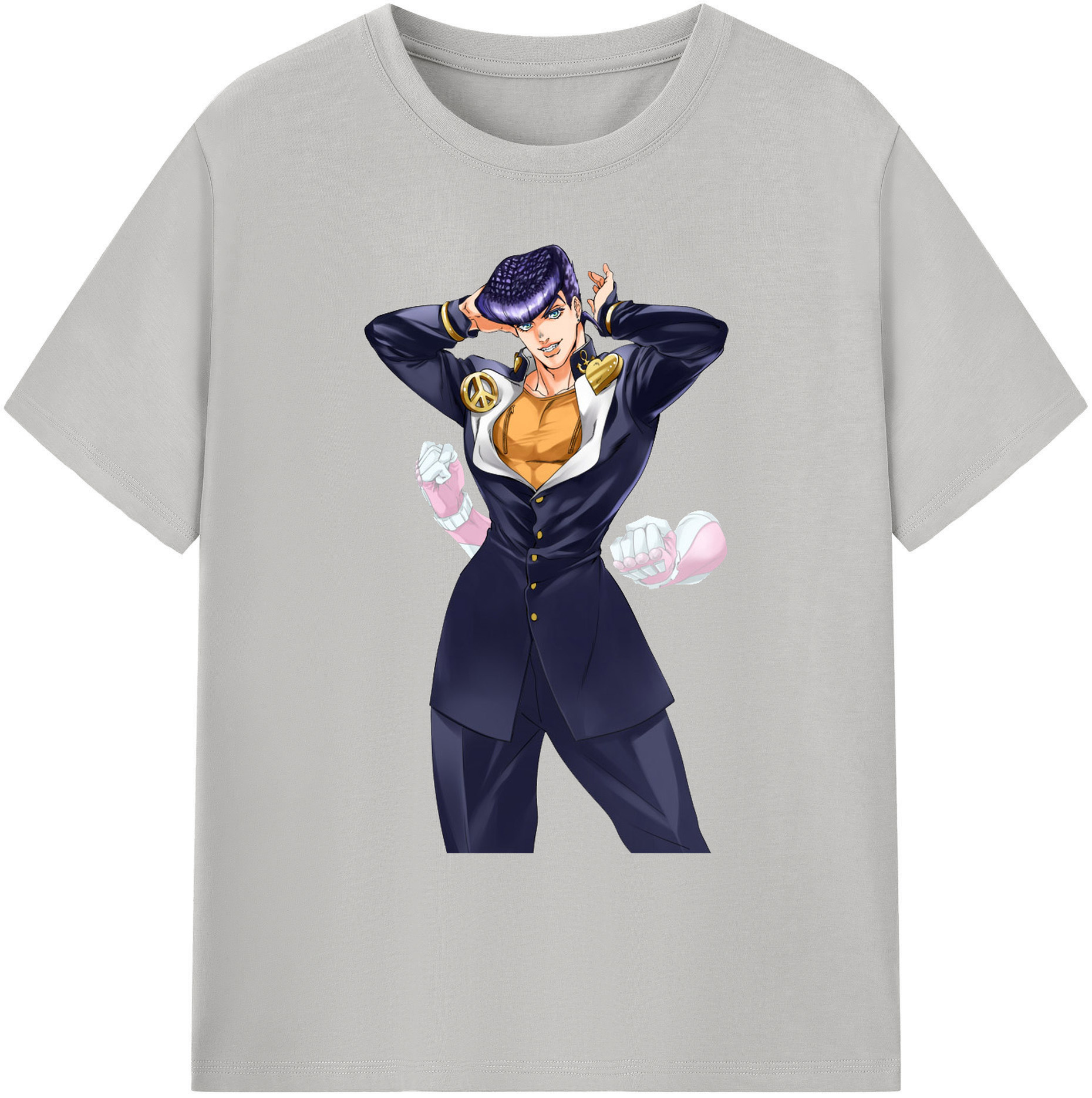 （画像用） ジョジョの奇妙な冒険 ひがしかた じょうすけ JoJo's Bizarre Adventure Higashikata Josuke 綿100％ メンズ半袖Tシャツ｜肌触りやわらか＆通気性