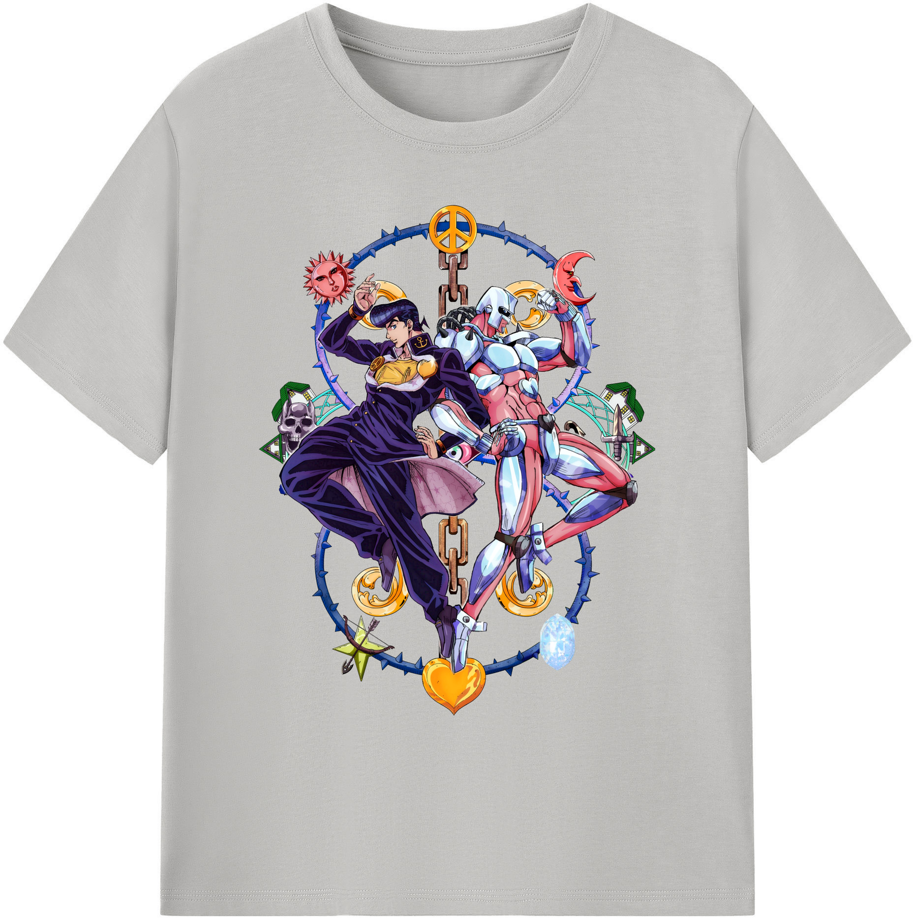 （画像用） ジョジョの奇妙な冒険 ひがしかた じょうすけ JoJo's Bizarre Adventure Higashikata Josuke 綿100％ メンズ半袖Tシャツ｜肌触りやわらか＆通気性