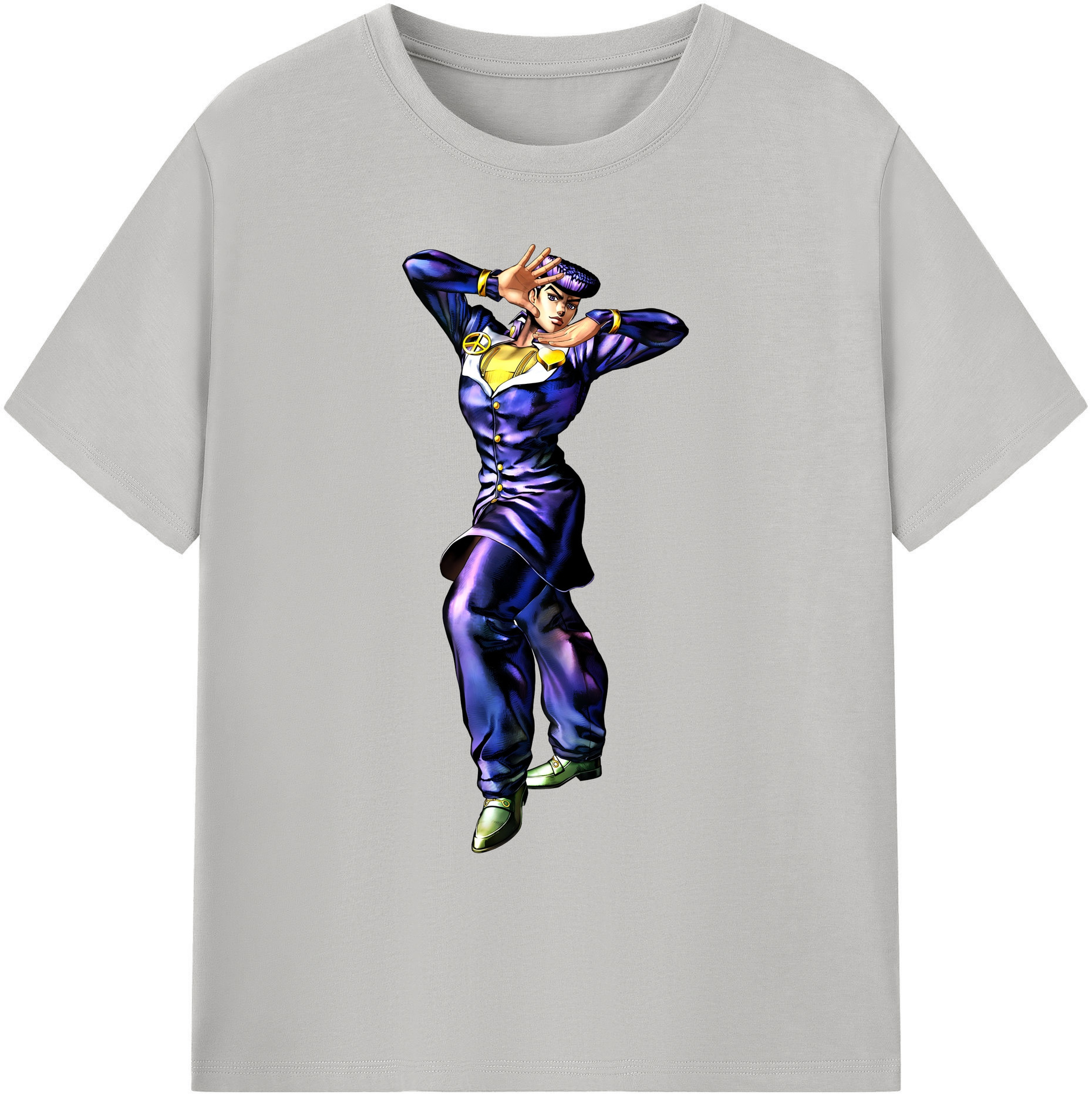 （画像用） ジョジョの奇妙な冒険 ひがしかた じょうすけ JoJo's Bizarre Adventure Higashikata Josuke 綿100％ メンズ半袖Tシャツ｜肌触りやわらか＆通気性