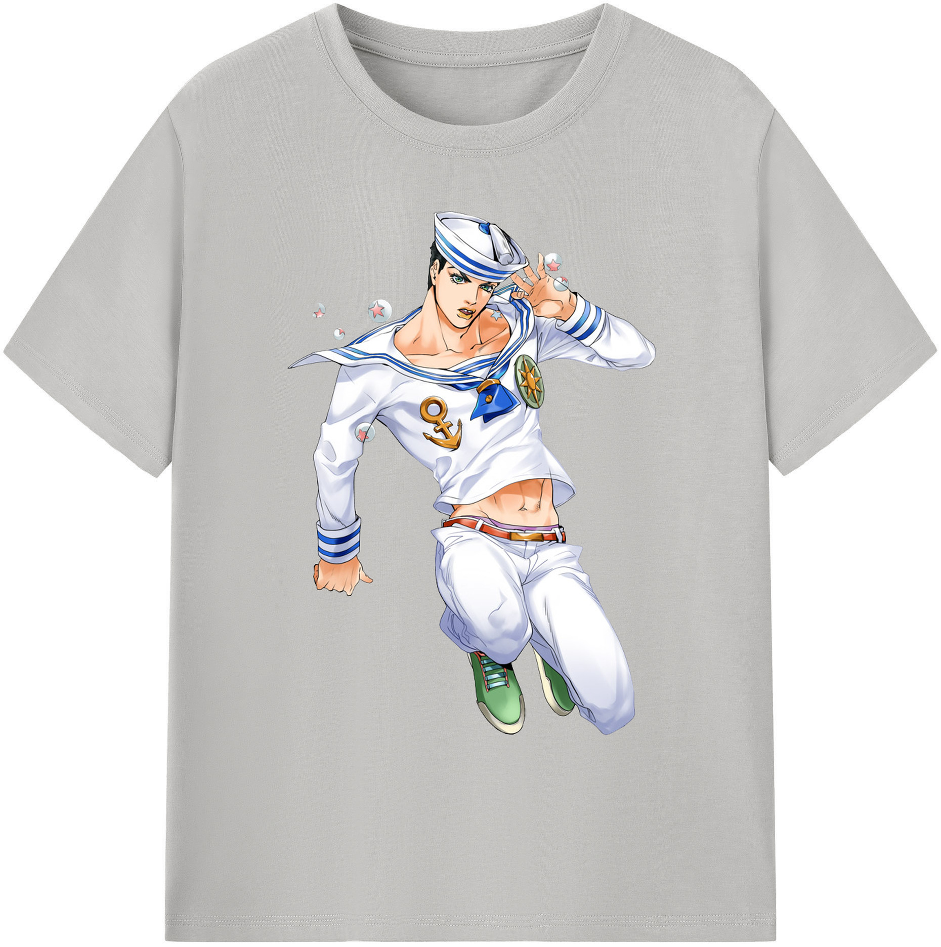 （画像用） ジョジョの奇妙な冒険 東方定助 JoJo's Bizarre Adventure Higashikata Josuke 綿100％ メンズ半袖Tシャツ｜肌触りやわらか＆通気性