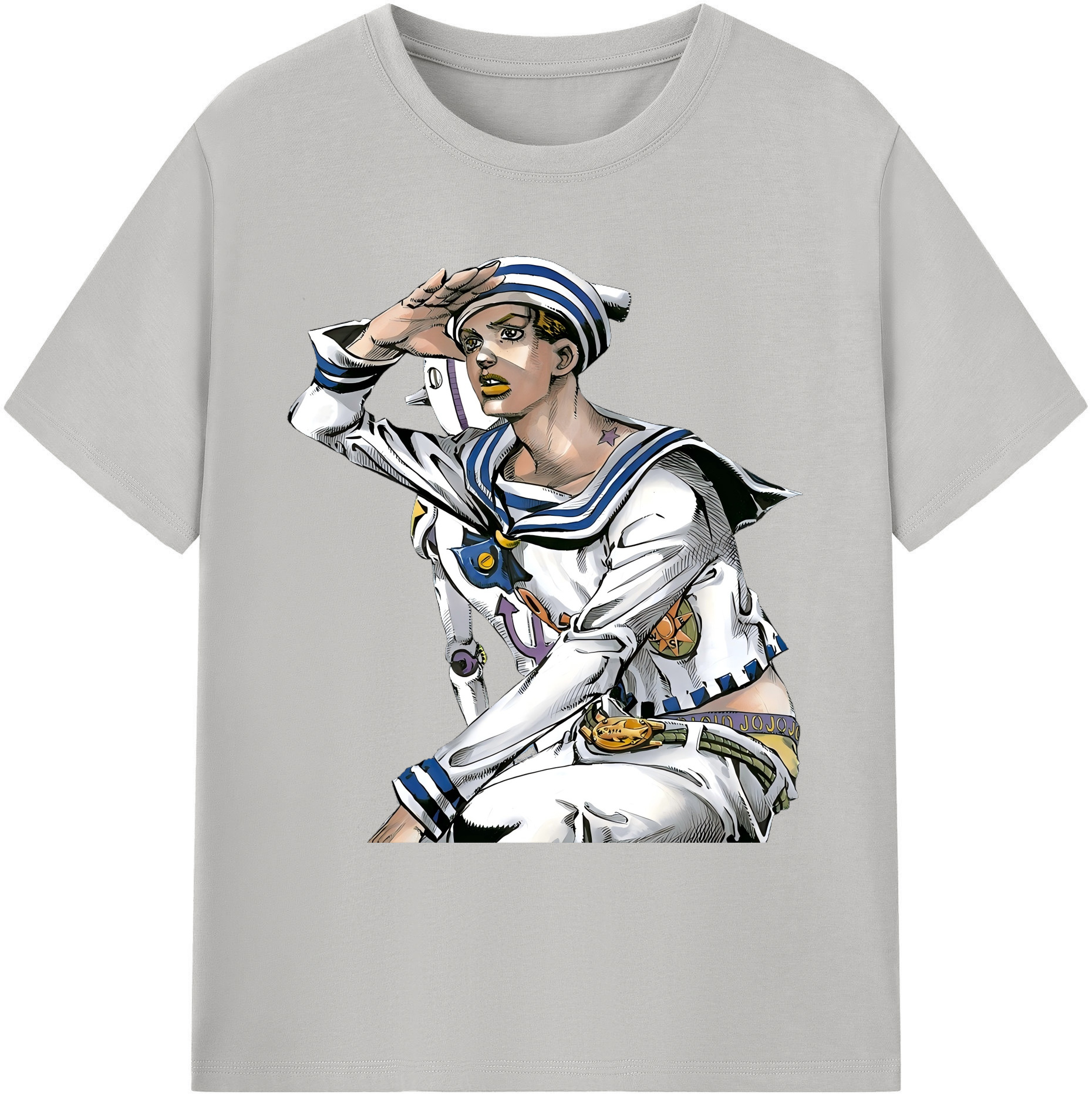 （画像用） ジョジョの奇妙な冒険 東方定助 JoJo's Bizarre Adventure Higashikata Josuke 綿100％ メンズ半袖Tシャツ｜肌触りやわらか＆通気性