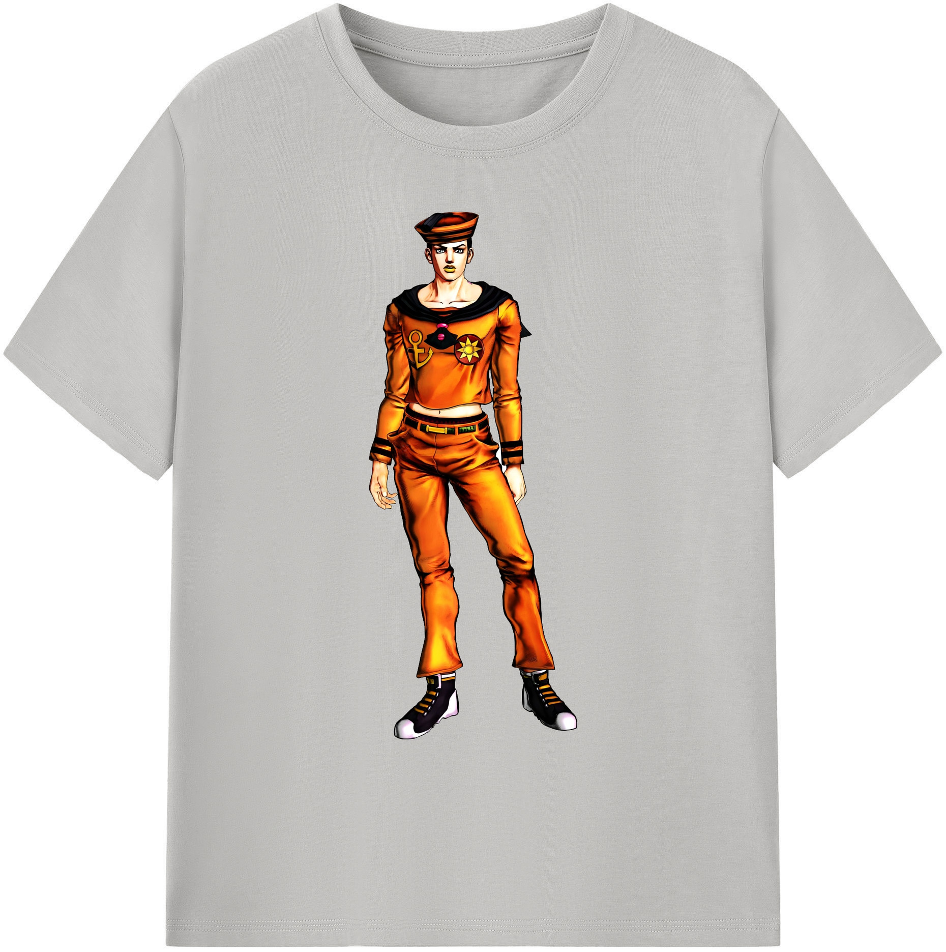 （画像用） ジョジョの奇妙な冒険 東方定助 JoJo's Bizarre Adventure Higashikata Josuke 綿100％ メンズ半袖Tシャツ｜肌触りやわらか＆通気性