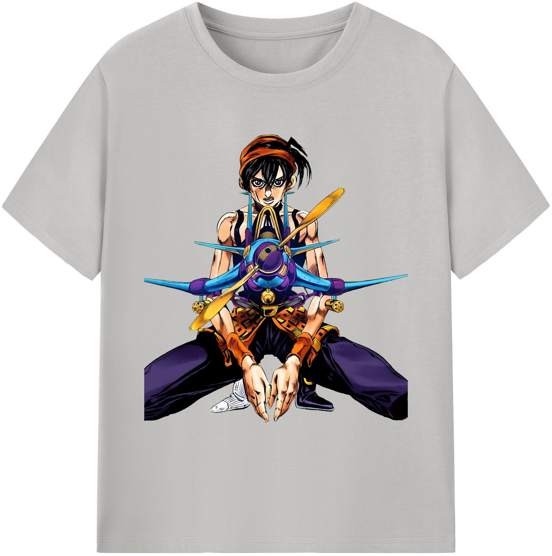 （画像用） ジョジョの奇妙な冒険 ナランチャ?ギルガ JoJo's Bizarre Adventure Narancia Ghirga 綿100％ メンズ半袖Tシャツ｜肌触りやわらか＆通気性