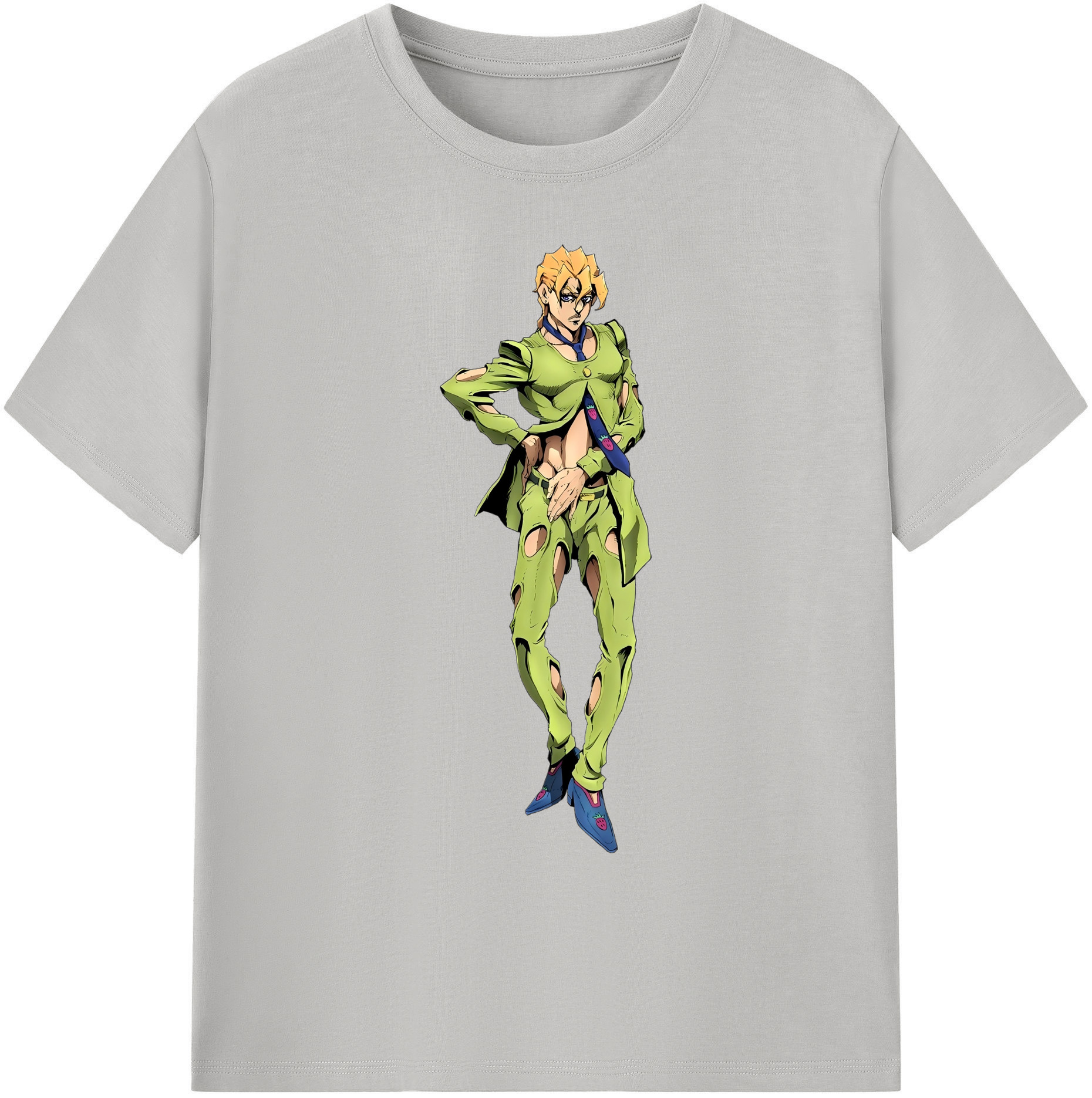 （画像用） ジョジョの奇妙な冒険 パンナコッタ?フー JoJo's Bizarre Adventure Pannacotta Fugo 綿100％ メンズ半袖Tシャツ｜肌触りやわらか＆通気性