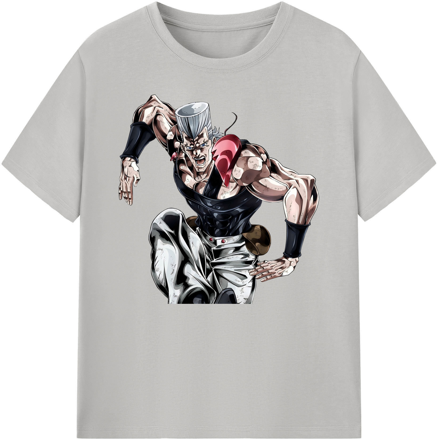 （画像用） ジョジョの奇妙な冒険 ジャン＝ピエール?ポルナレフ JoJo's Bizarre Adventure Jan Pierre Polnareff 綿100％ メンズ半袖Tシャツ｜肌触りやわらか＆通気性