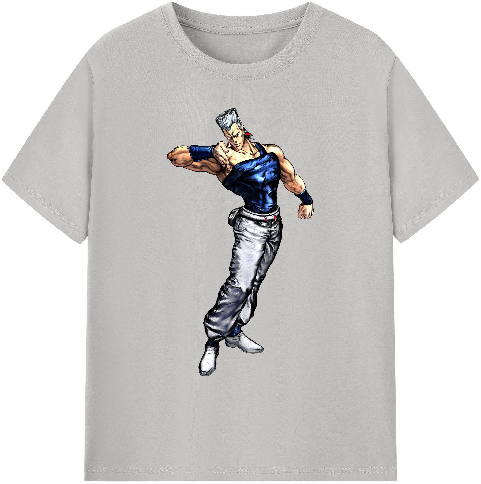（画像用） ジョジョの奇妙な冒険 ジャン＝ピエール?ポルナレフ JoJo's Bizarre Adventure Jan Pierre Polnareff 綿100％ メンズ半袖Tシャツ｜肌触りやわらか＆通気性