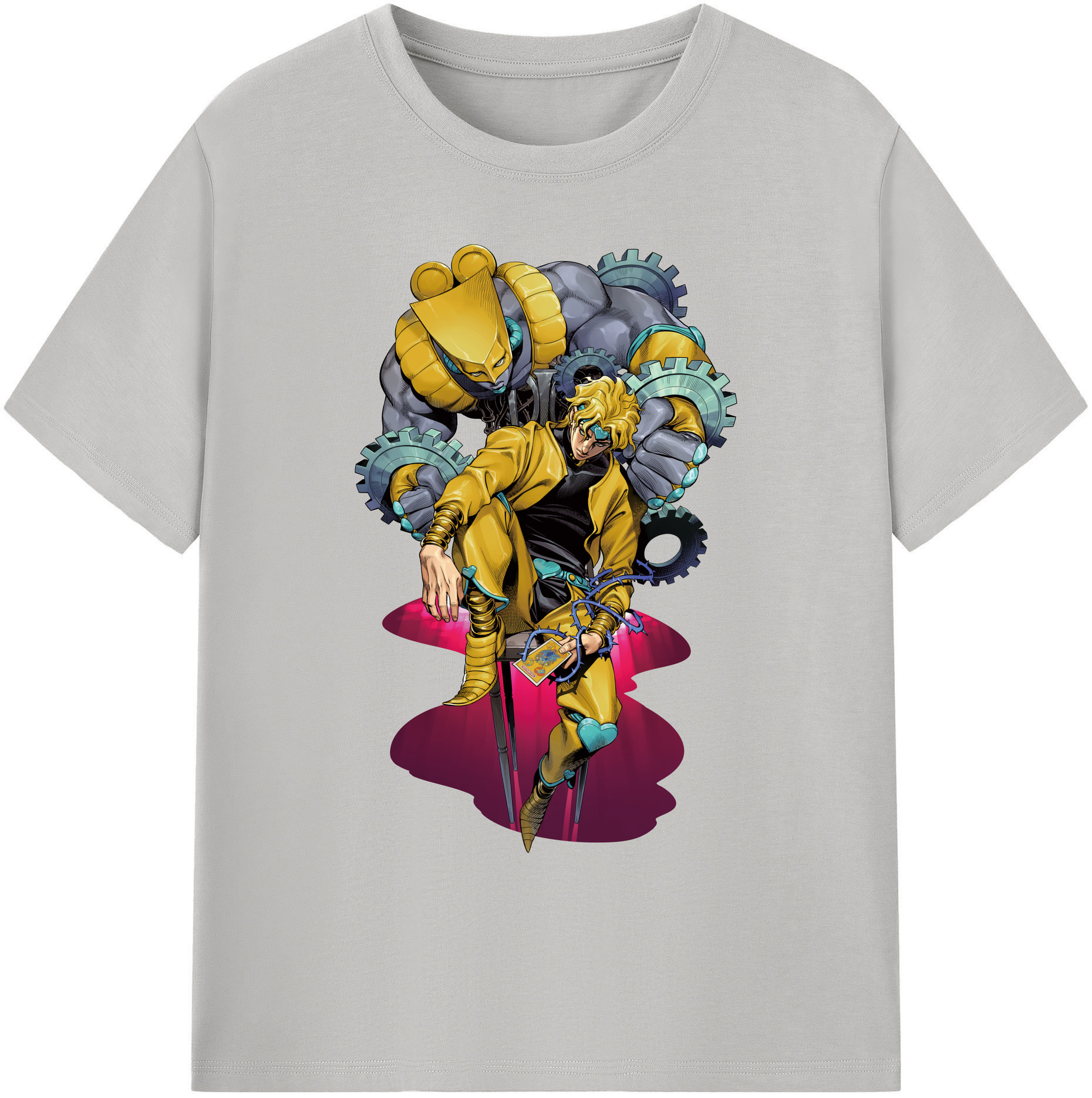 （画像用） ジョジョの奇妙な冒険 ディオ?ブランドー JoJo's Bizarre Adventure Dio Brando 綿100％ メンズ半袖Tシャツ｜肌触りやわらか＆通気性