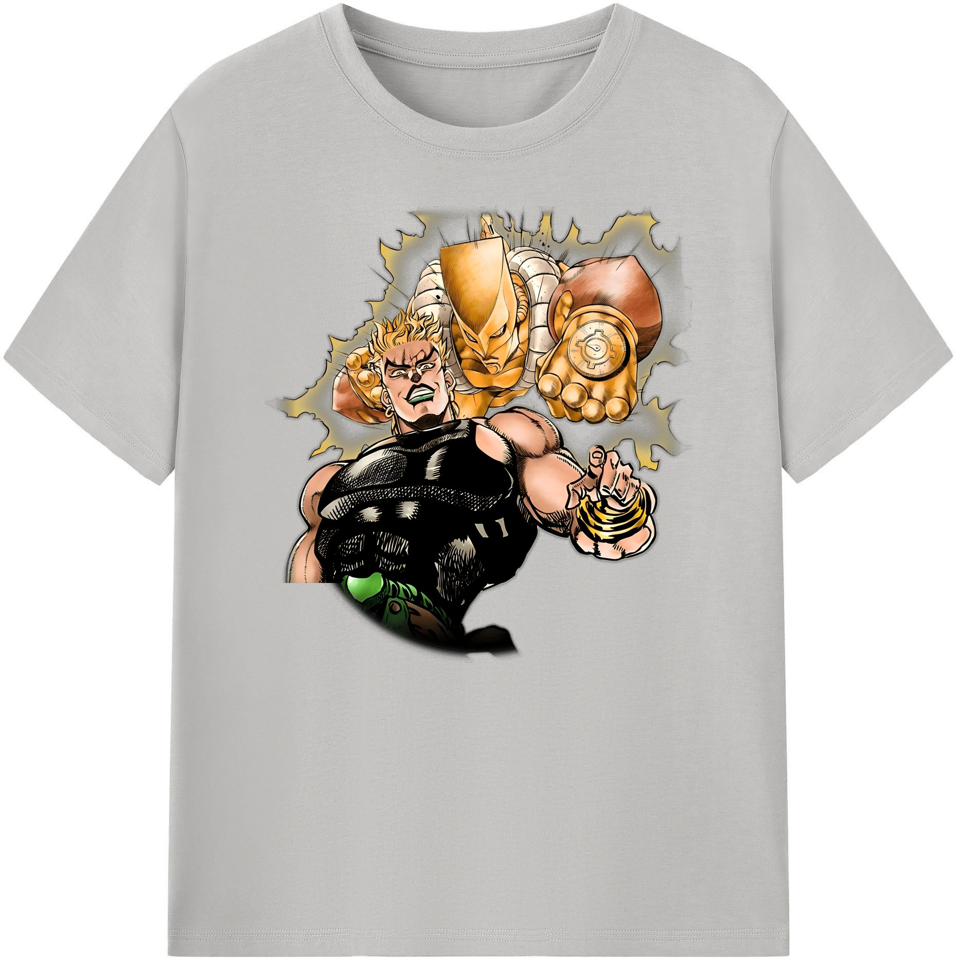 （画像用） ジョジョの奇妙な冒険 ディオ?ブランドー JoJo's Bizarre Adventure Dio Brando 綿100％ メンズ半袖Tシャツ｜肌触りやわらか＆通気性