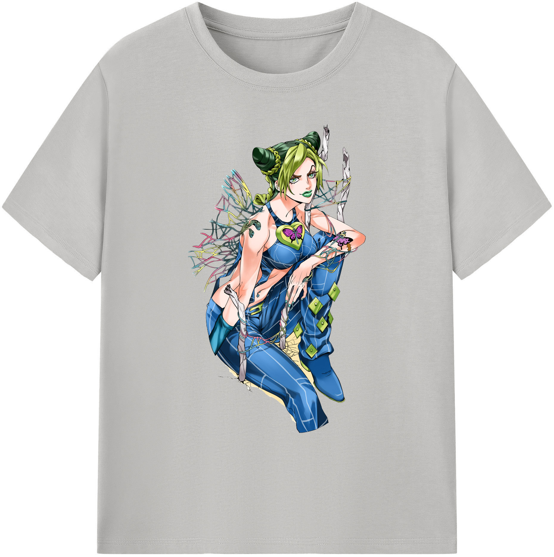 （画像用） "ジョジョの奇妙な冒険 くうじょう ジョリーン JoJo's Bizarre Adventure Jolyne Cujoh " 綿100％ メンズ半袖Tシャツ｜肌触りやわらか＆通気性