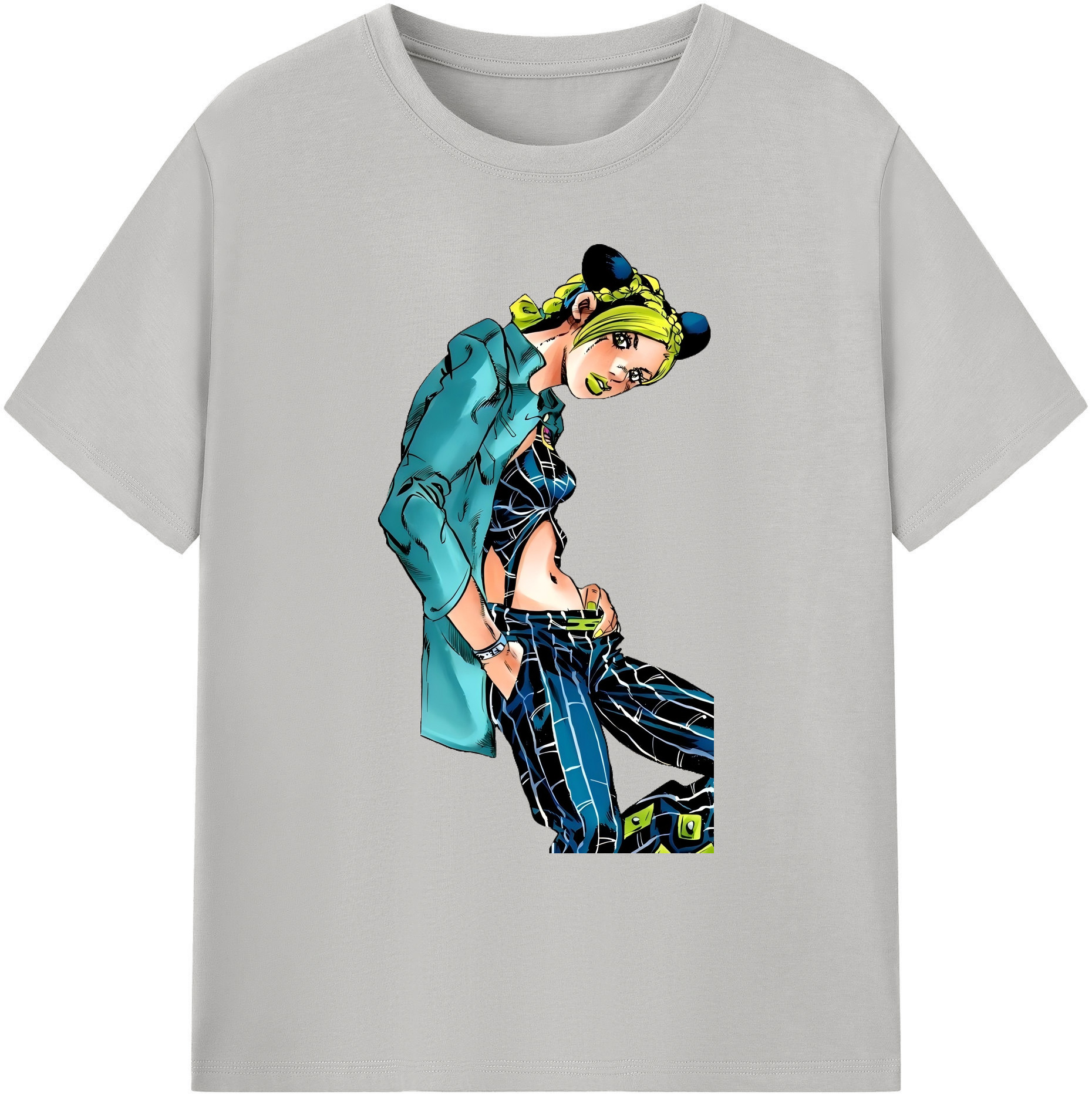 （画像用） "ジョジョの奇妙な冒険 くうじょう ジョリーン JoJo's Bizarre Adventure Jolyne Cujoh " 綿100％ メンズ半袖Tシャツ｜肌触りやわらか＆通気性