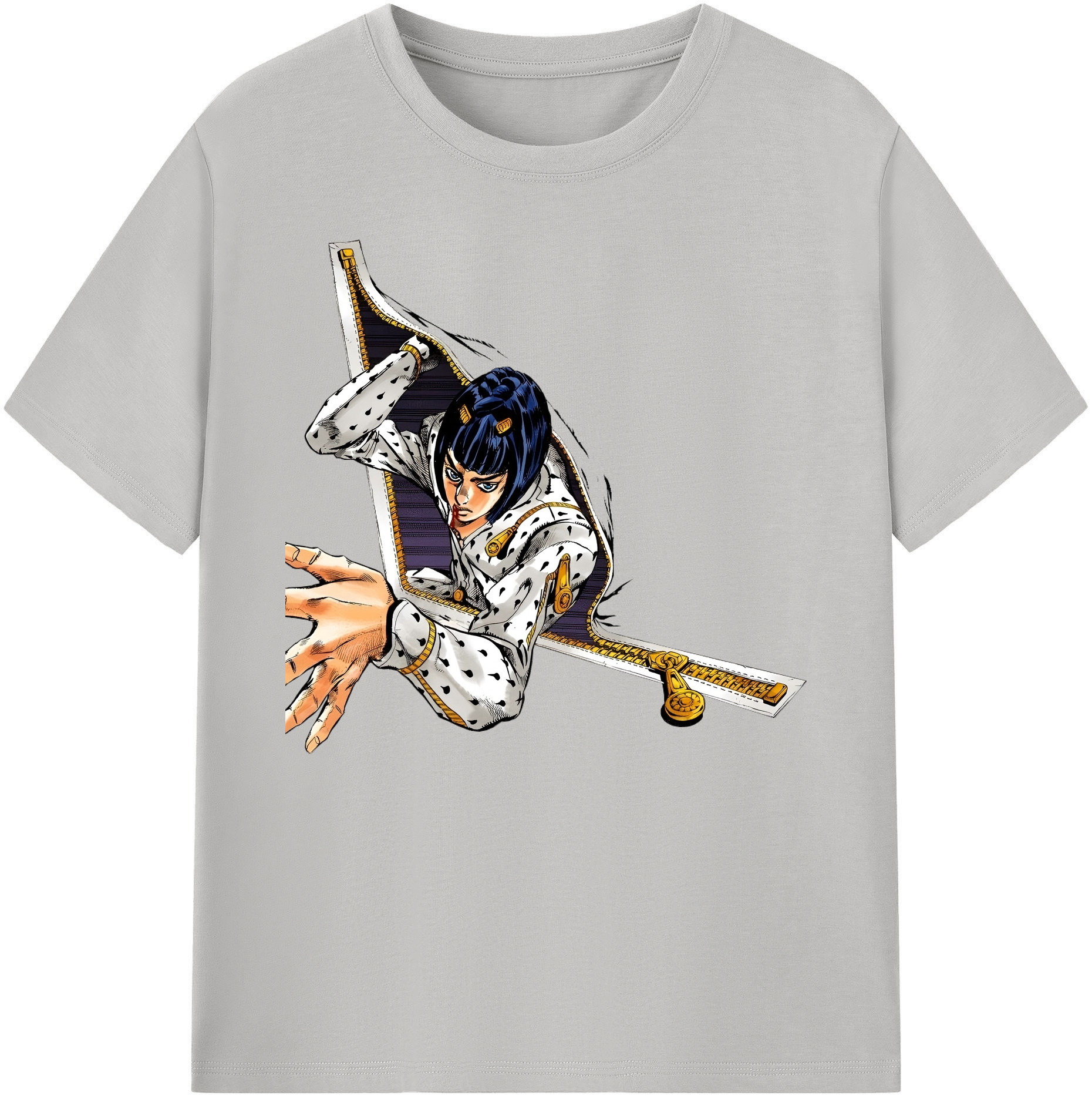 （画像用） ジョジョの奇妙な冒険 ブローノ?ブチャラティ JoJo's Bizarre Adventure Bruno Bucciarati 綿100％ メンズ半袖Tシャツ｜肌触りやわらか＆通気性