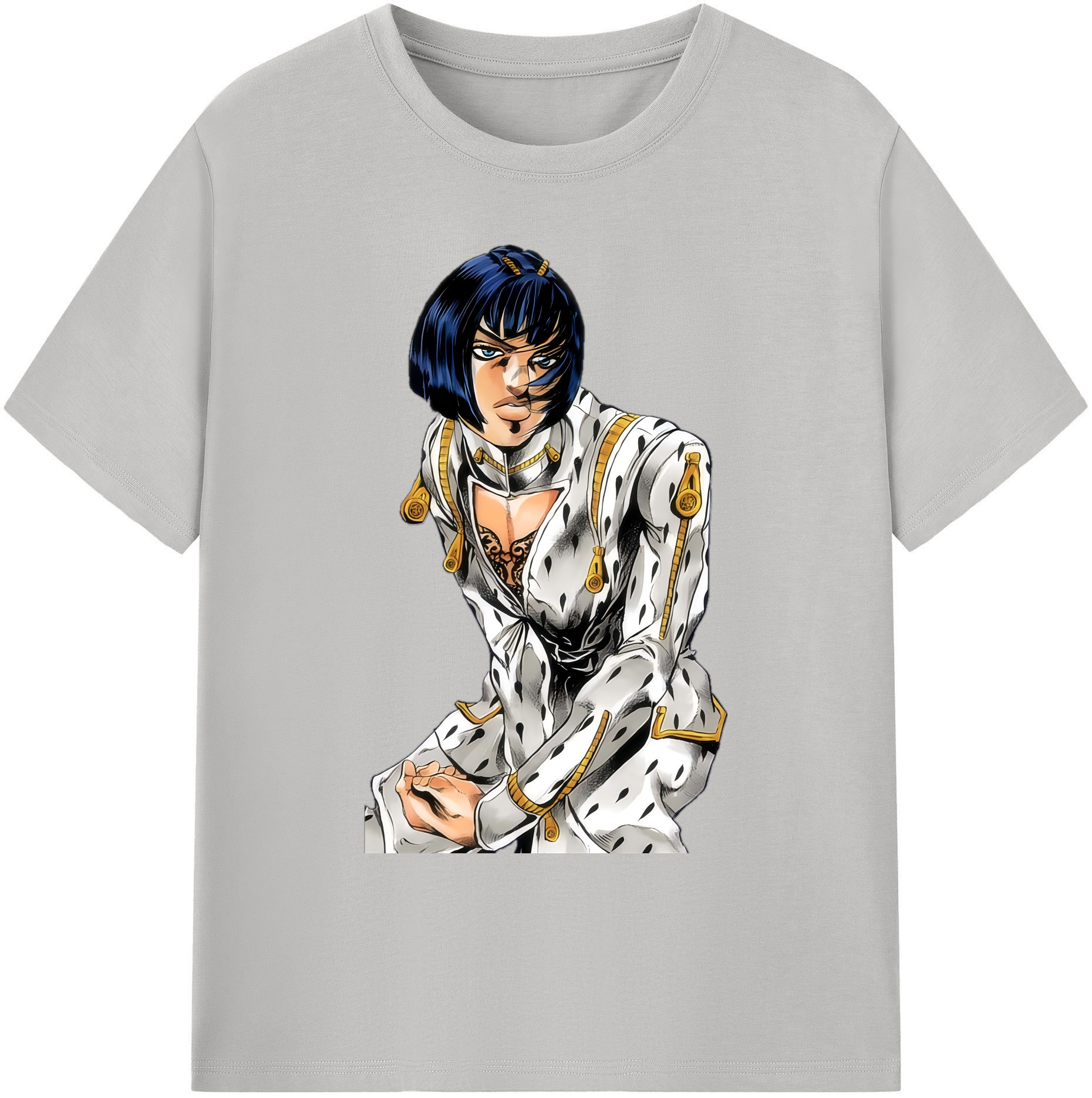 （画像用） ジョジョの奇妙な冒険 ブローノ?ブチャラティ JoJo's Bizarre Adventure Bruno Bucciarati 綿100％ メンズ半袖Tシャツ｜肌触りやわらか＆通気性