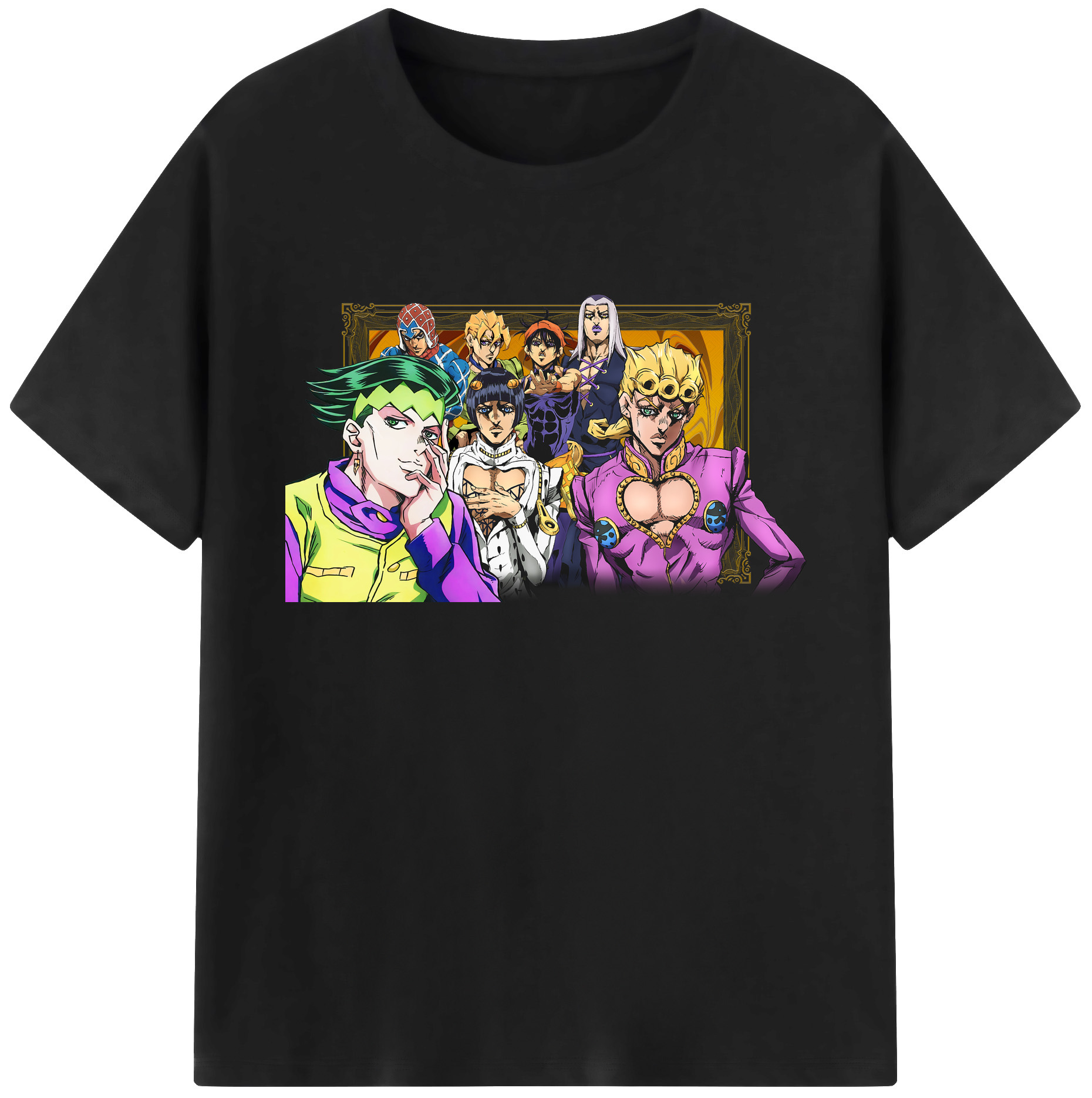 （画像用） ジョジョの奇妙な冒険 ジョルノ?ジョバァーナ JoJo's Bizarre Adventure Giorno Giovanna 綿100％ メンズ半袖Tシャツ｜肌触りやわらか＆通気性