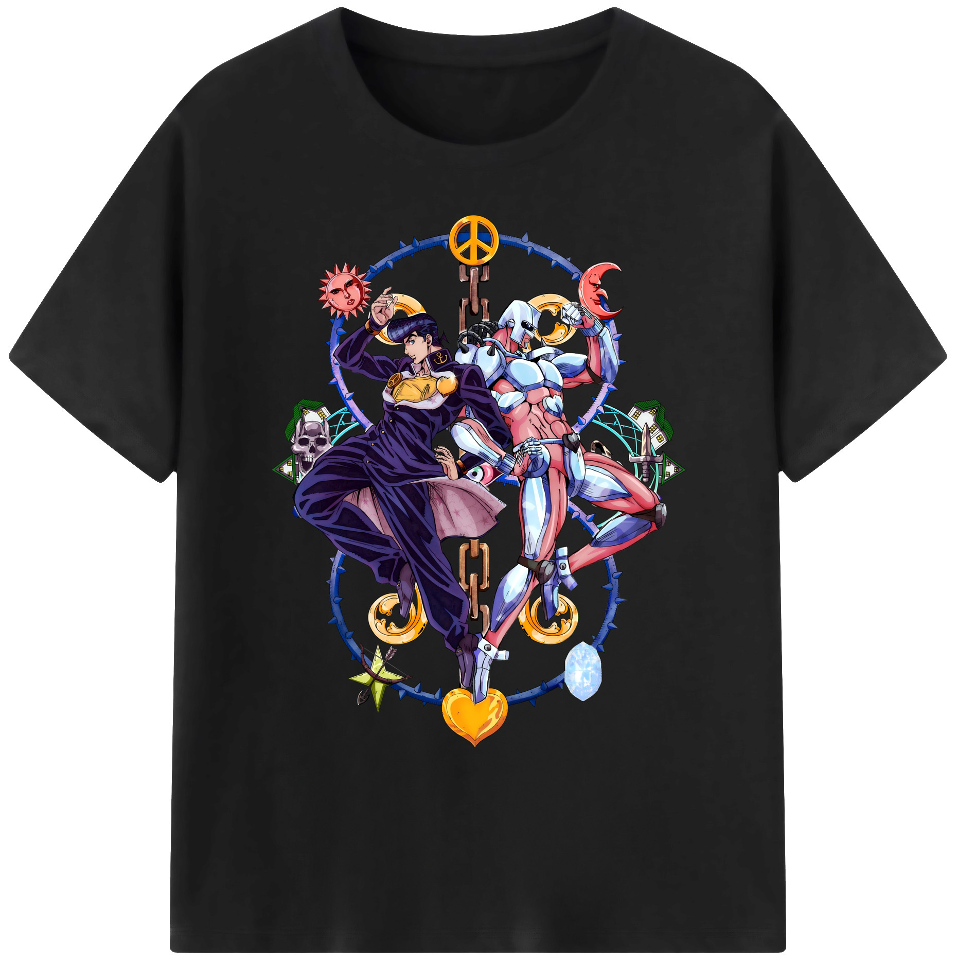 （画像用） ジョジョの奇妙な冒険 ひがしかた じょうすけ JoJo's Bizarre Adventure Higashikata Josuke 綿100％ メンズ半袖Tシャツ｜肌触りやわらか＆通気性