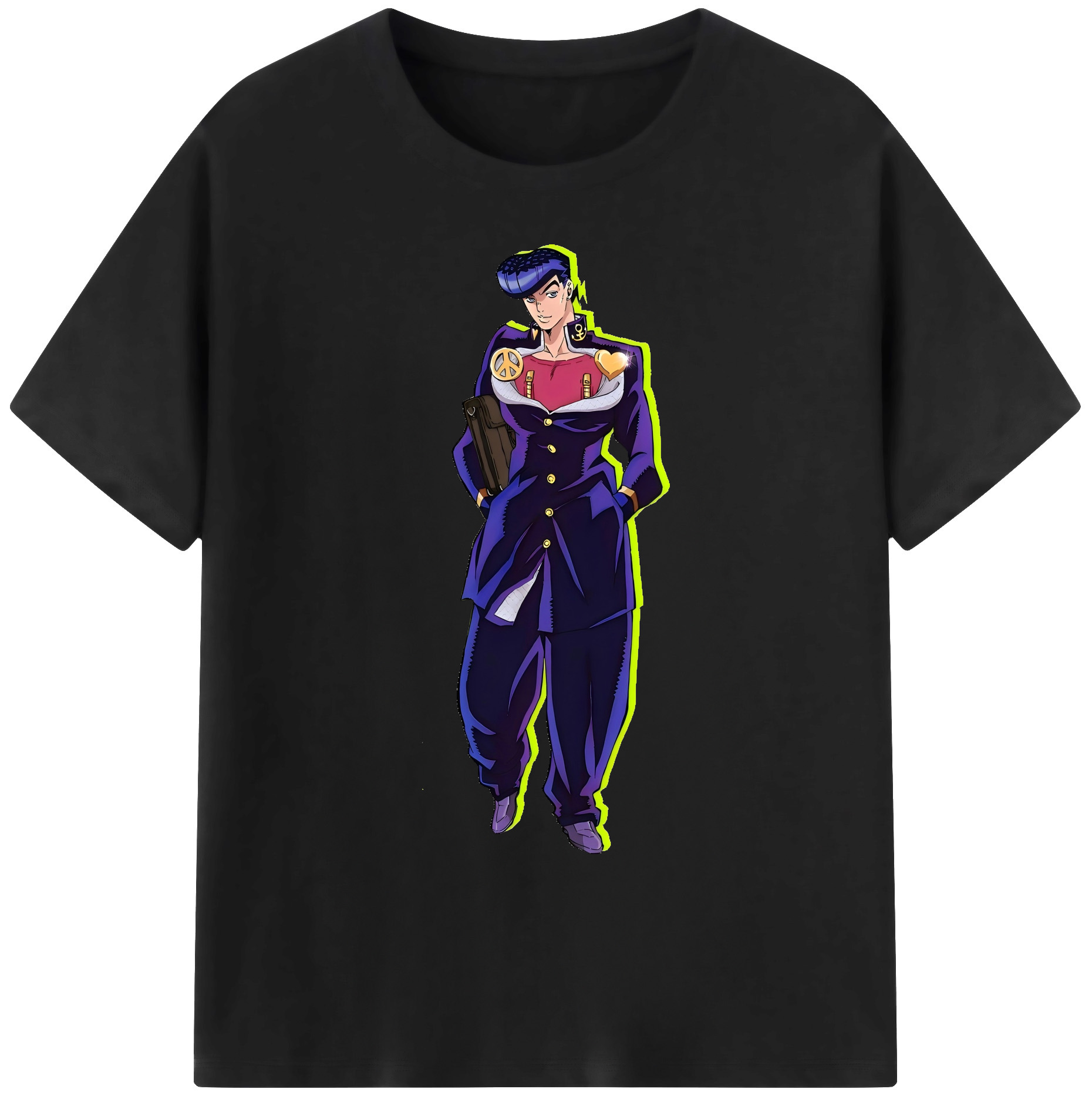 （画像用） ジョジョの奇妙な冒険 ひがしかた じょうすけ JoJo's Bizarre Adventure Higashikata Josuke 綿100％ メンズ半袖Tシャツ｜肌触りやわらか＆通気性
