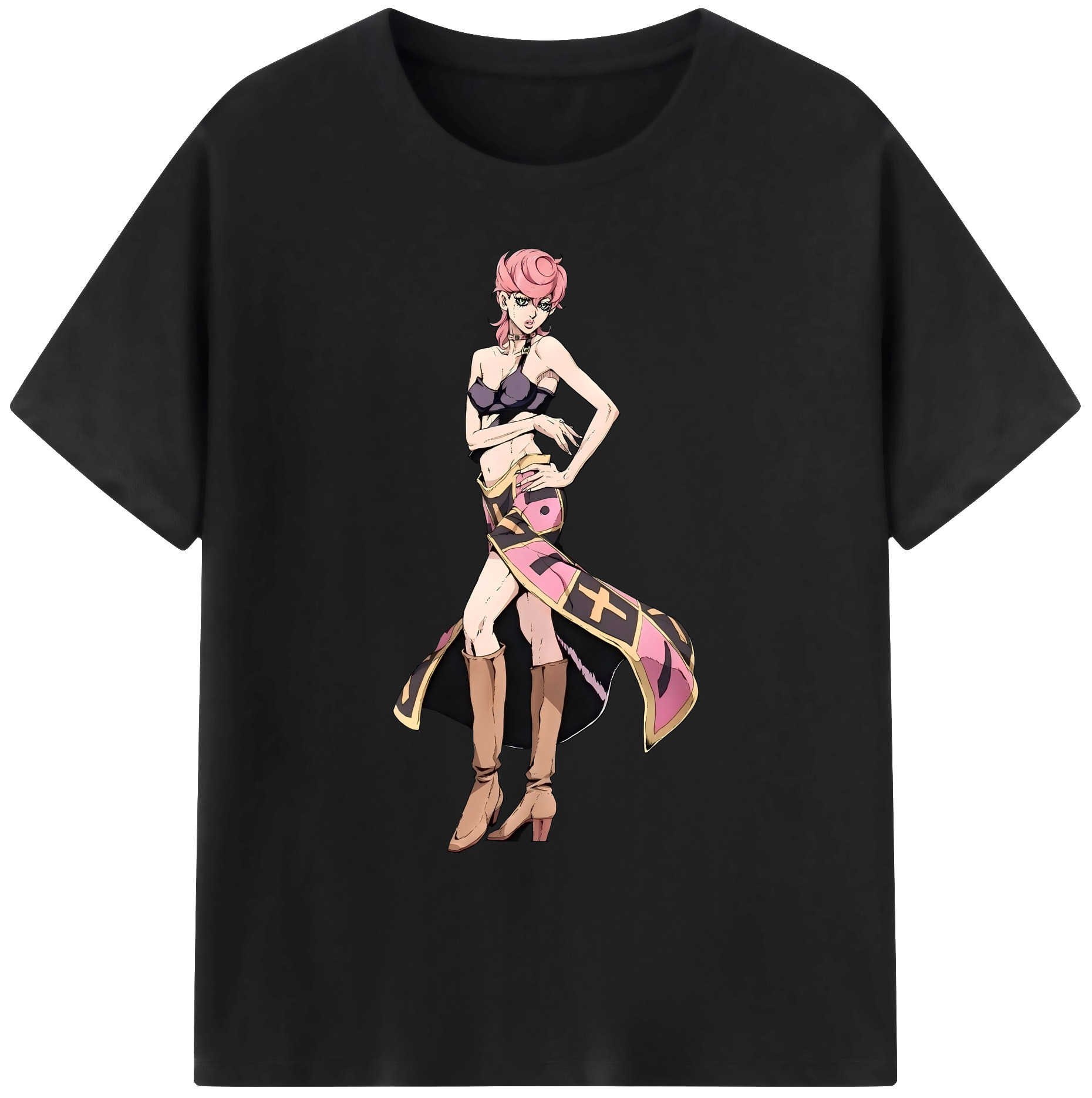 （画像用） ジョジョの奇妙な冒険 トリッシュ?ウナ JoJo's Bizarre Adventure Trish Una 綿100％ メンズ半袖Tシャツ｜肌触りやわらか＆通気性
