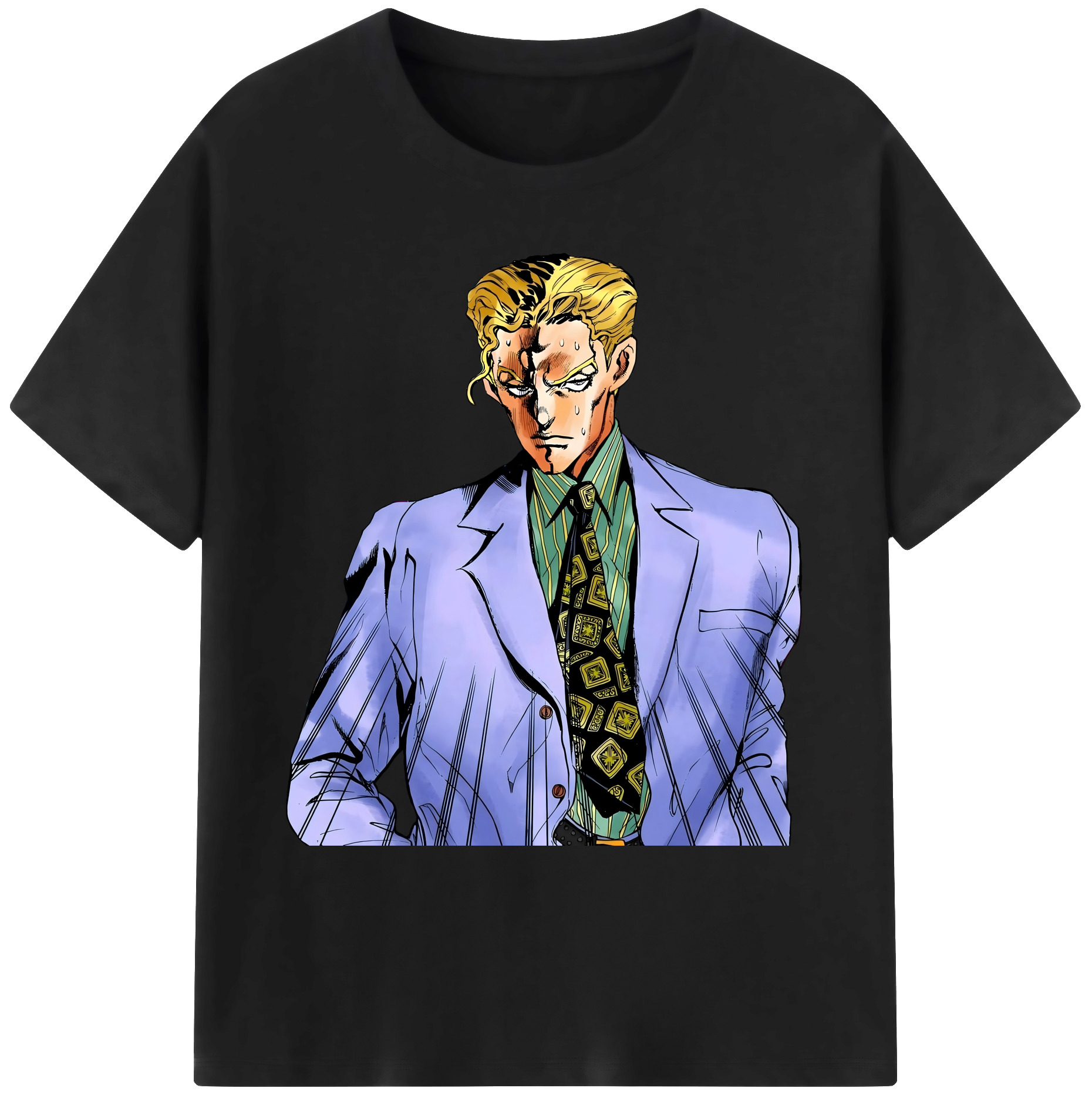 （画像用） ジョジョの奇妙な冒険 きら よしかげ JoJo's Bizarre Adventure Kira Yoshikage 綿100％ メンズ半袖Tシャツ｜肌触りやわらか＆通気性