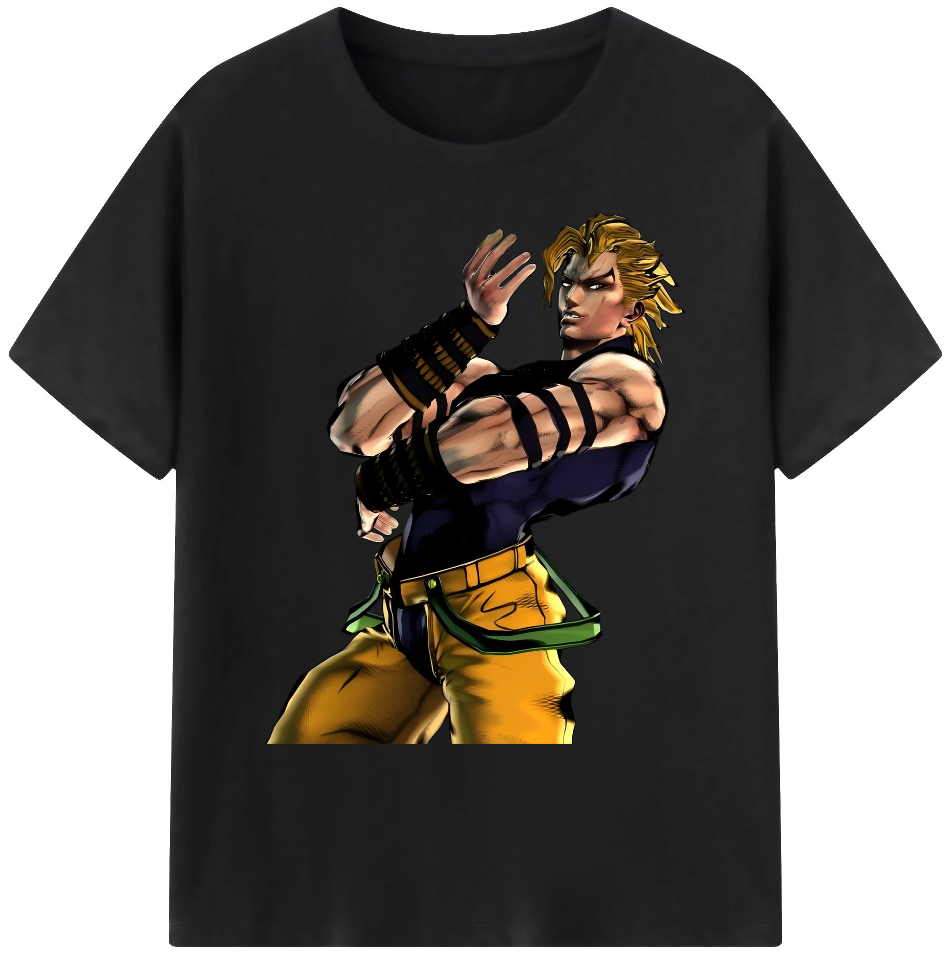 （画像用） ジョジョの奇妙な冒険 ディオ?ブランドー JoJo's Bizarre Adventure Dio Brando 綿100％ メンズ半袖Tシャツ｜肌触りやわらか＆通気性