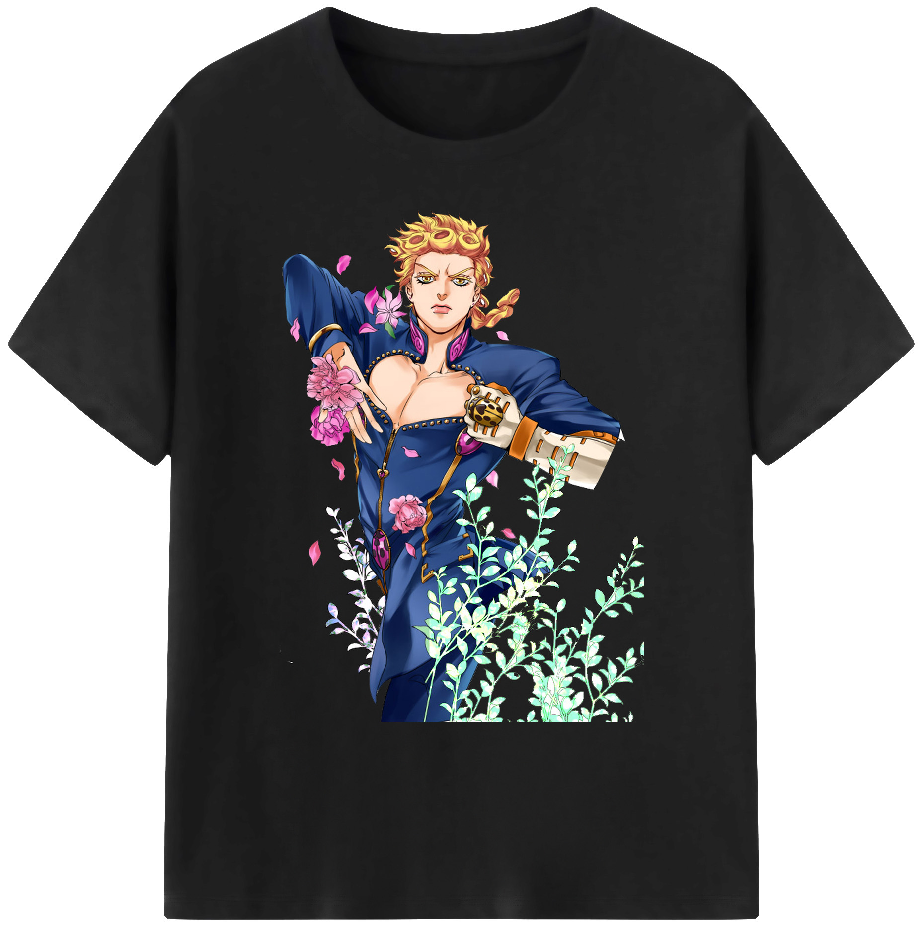 （画像用） ジョジョの奇妙な冒険 ジョルノ?ジョバァーナ JoJo's Bizarre Adventure Giorno Giovanna 綿100％ メンズ半袖Tシャツ｜肌触りやわらか＆通気性