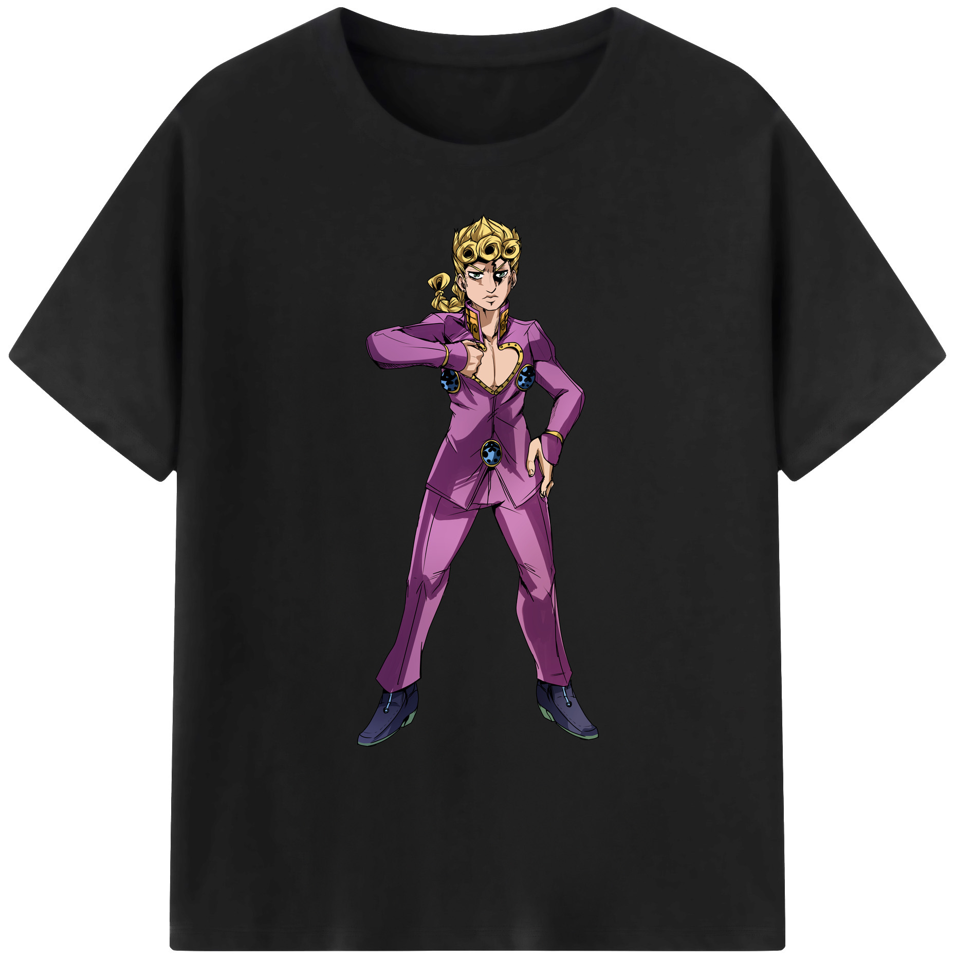 （画像用） ジョジョの奇妙な冒険 ジョルノ?ジョバァーナ JoJo's Bizarre Adventure Giorno Giovanna 綿100％ メンズ半袖Tシャツ｜肌触りやわらか＆通気性