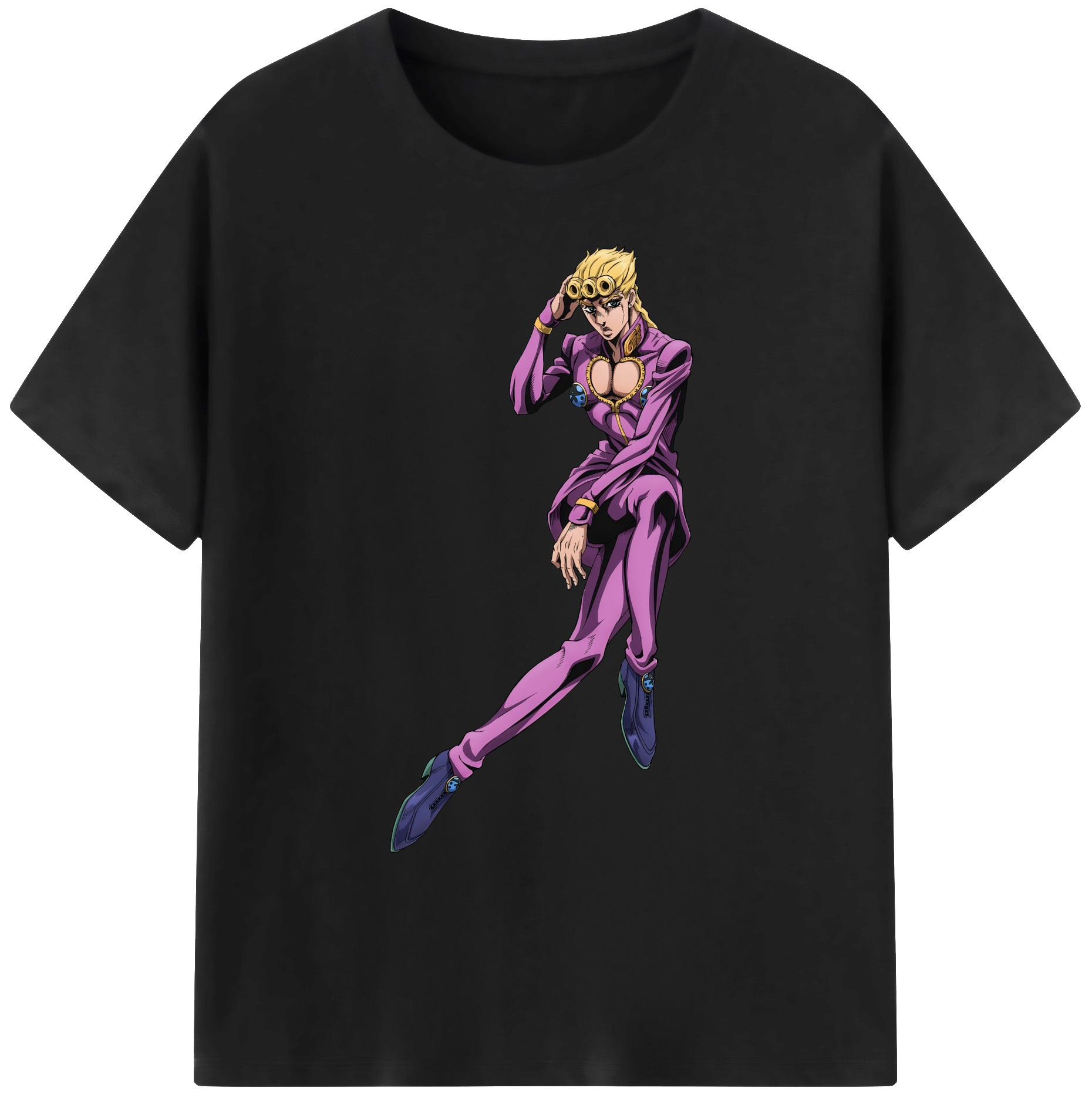（画像用） ジョジョの奇妙な冒険 ジョルノ?ジョバァーナ JoJo's Bizarre Adventure Giorno Giovanna 綿100％ メンズ半袖Tシャツ｜肌触りやわらか＆通気性