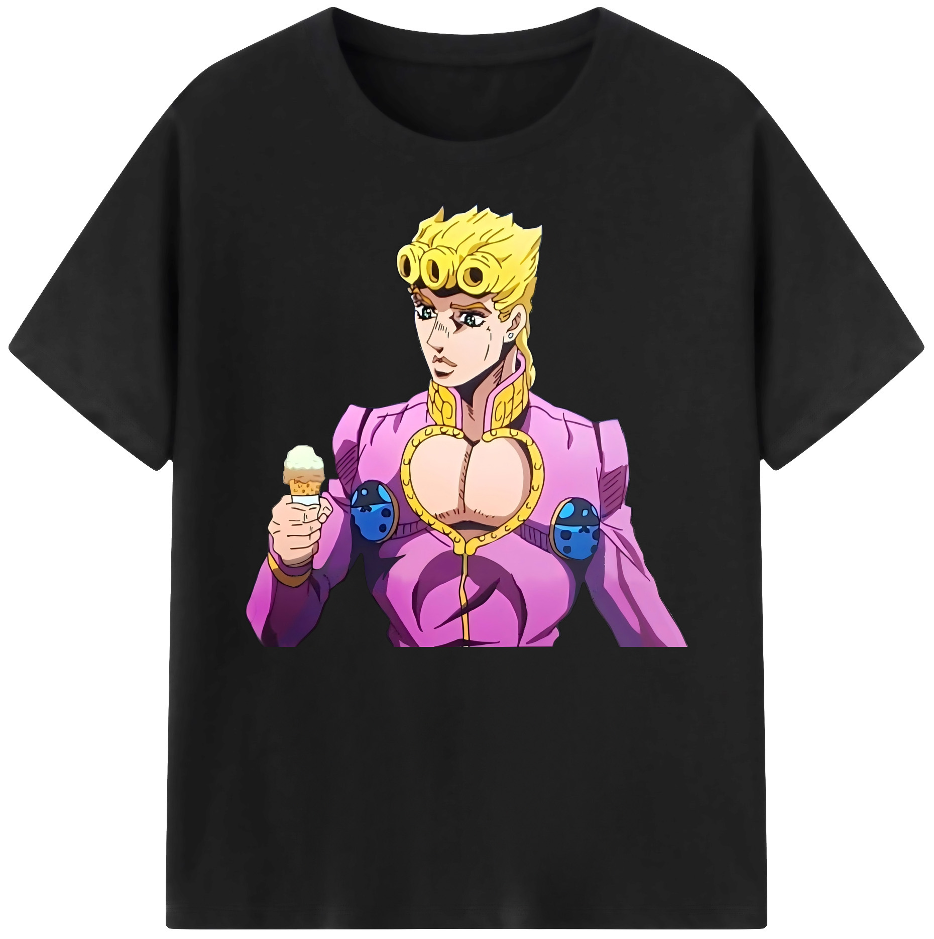 （画像用） ジョジョの奇妙な冒険 ジョルノ?ジョバァーナ JoJo's Bizarre Adventure Giorno Giovanna 綿100％ メンズ半袖Tシャツ｜肌触りやわらか＆通気性