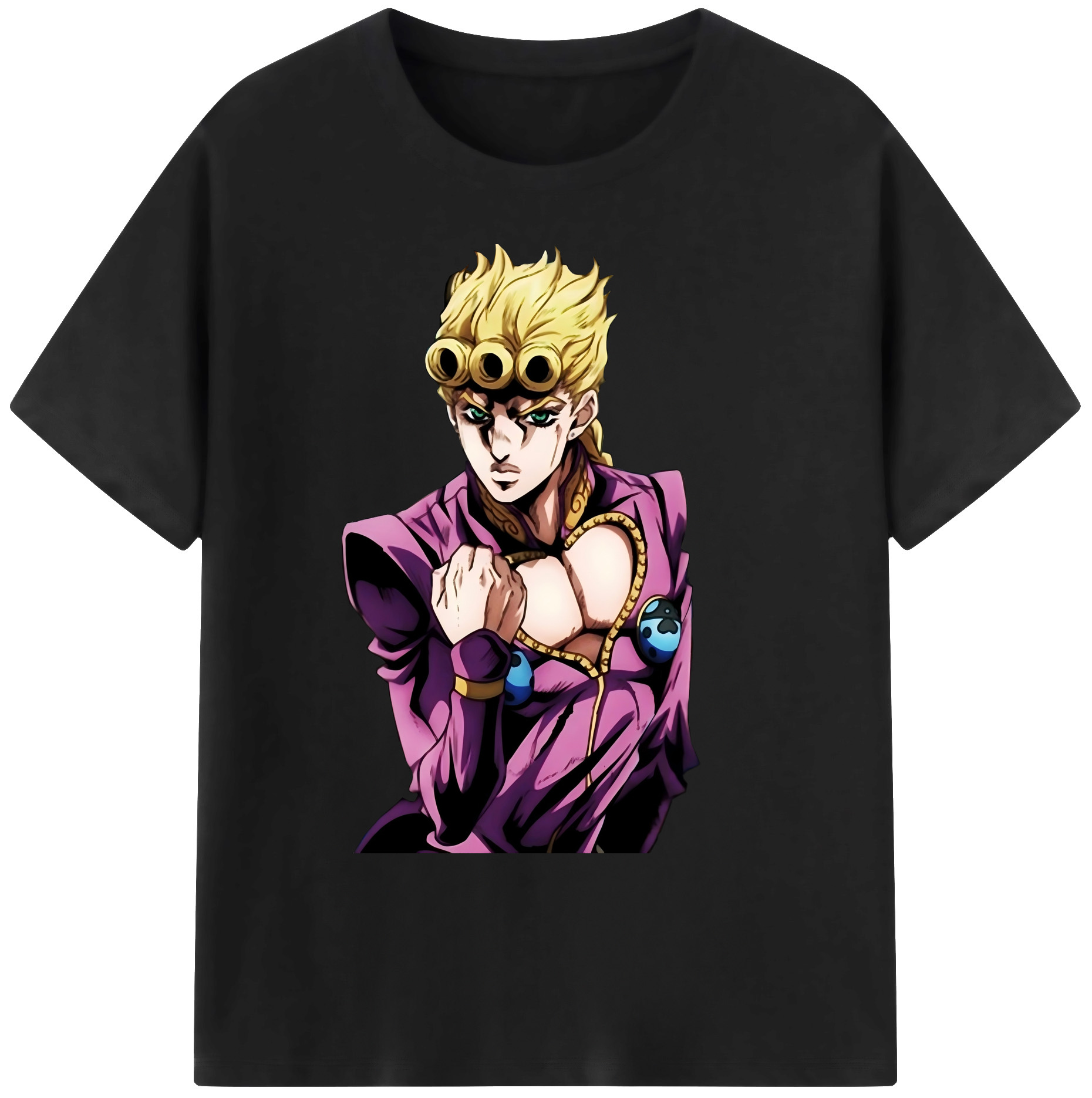 （画像用） ジョジョの奇妙な冒険 ジョルノ?ジョバァーナ JoJo's Bizarre Adventure Giorno Giovanna 綿100％ メンズ半袖Tシャツ｜肌触りやわらか＆通気性