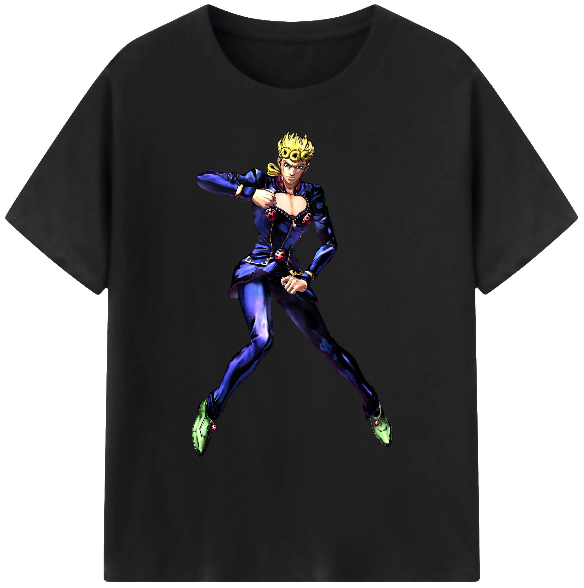 （画像用） ジョジョの奇妙な冒険 ジョルノ?ジョバァーナ JoJo's Bizarre Adventure Giorno Giovanna 綿100％ メンズ半袖Tシャツ｜肌触りやわらか＆通気性