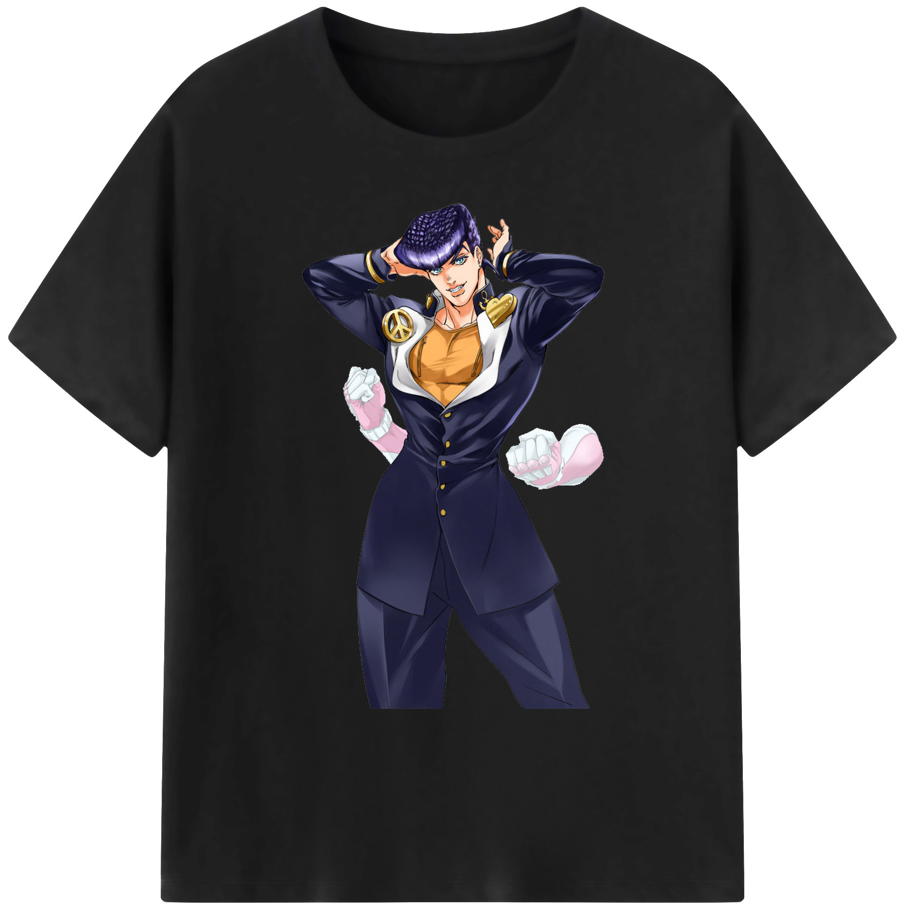 （画像用） ジョジョの奇妙な冒険 ひがしかた じょうすけ JoJo's Bizarre Adventure Higashikata Josuke 綿100％ メンズ半袖Tシャツ｜肌触りやわらか＆通気性