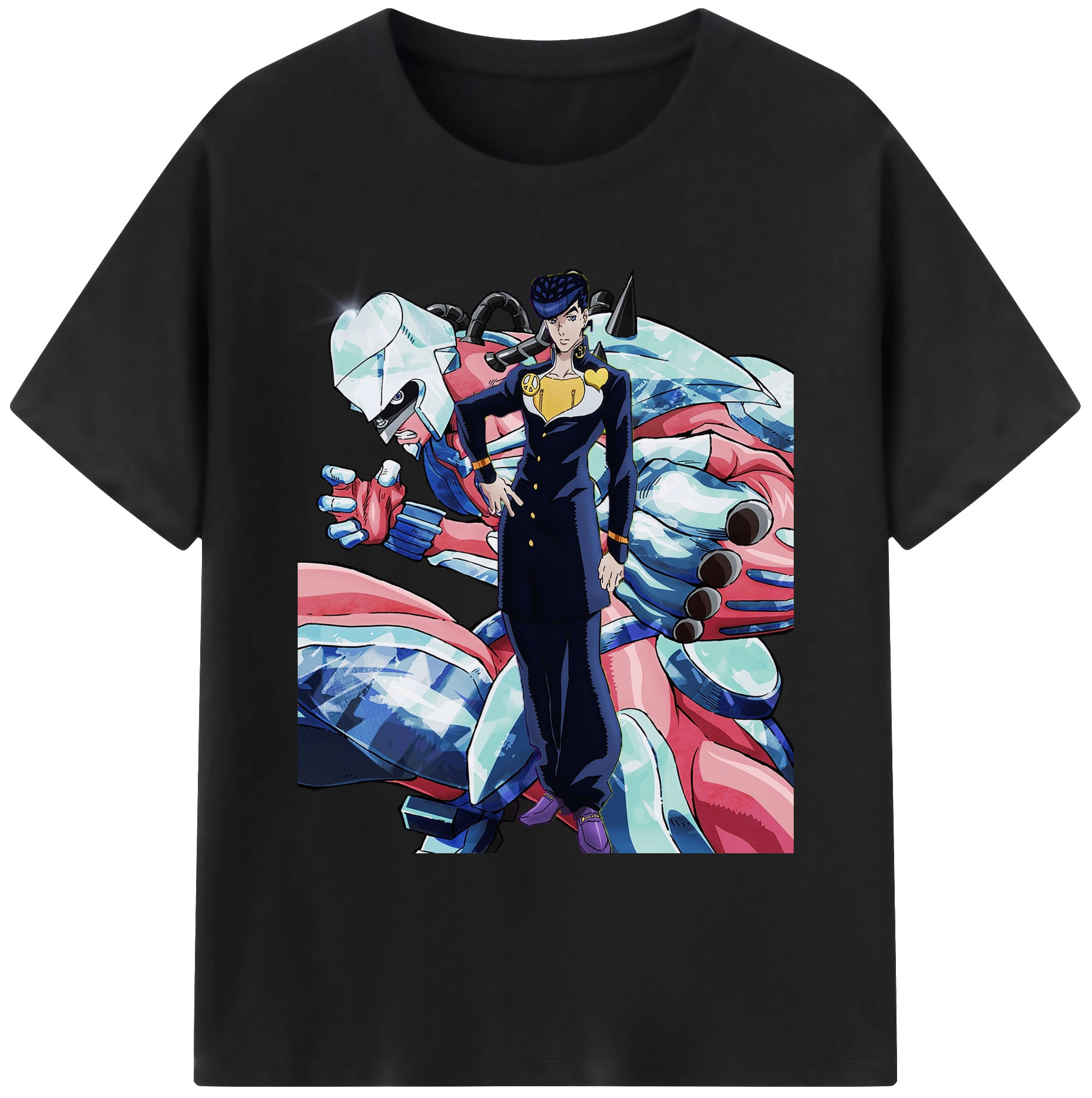 （画像用） ジョジョの奇妙な冒険 ひがしかた じょうすけ JoJo's Bizarre Adventure Higashikata Josuke 綿100％ メンズ半袖Tシャツ｜肌触りやわらか＆通気性