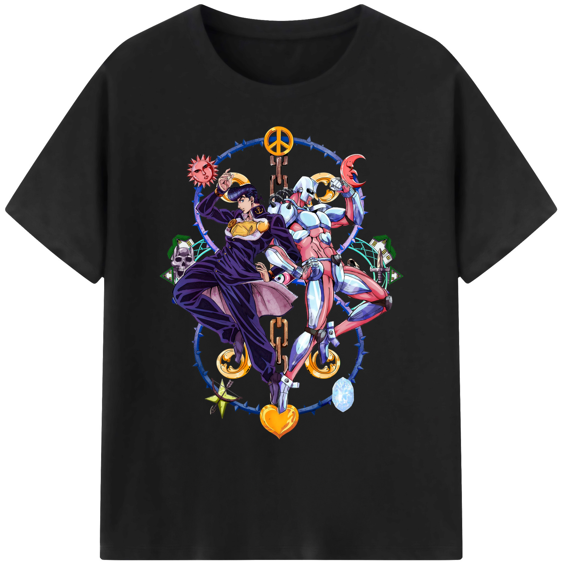 （画像用） ジョジョの奇妙な冒険 ひがしかた じょうすけ JoJo's Bizarre Adventure Higashikata Josuke 綿100％ メンズ半袖Tシャツ｜肌触りやわらか＆通気性