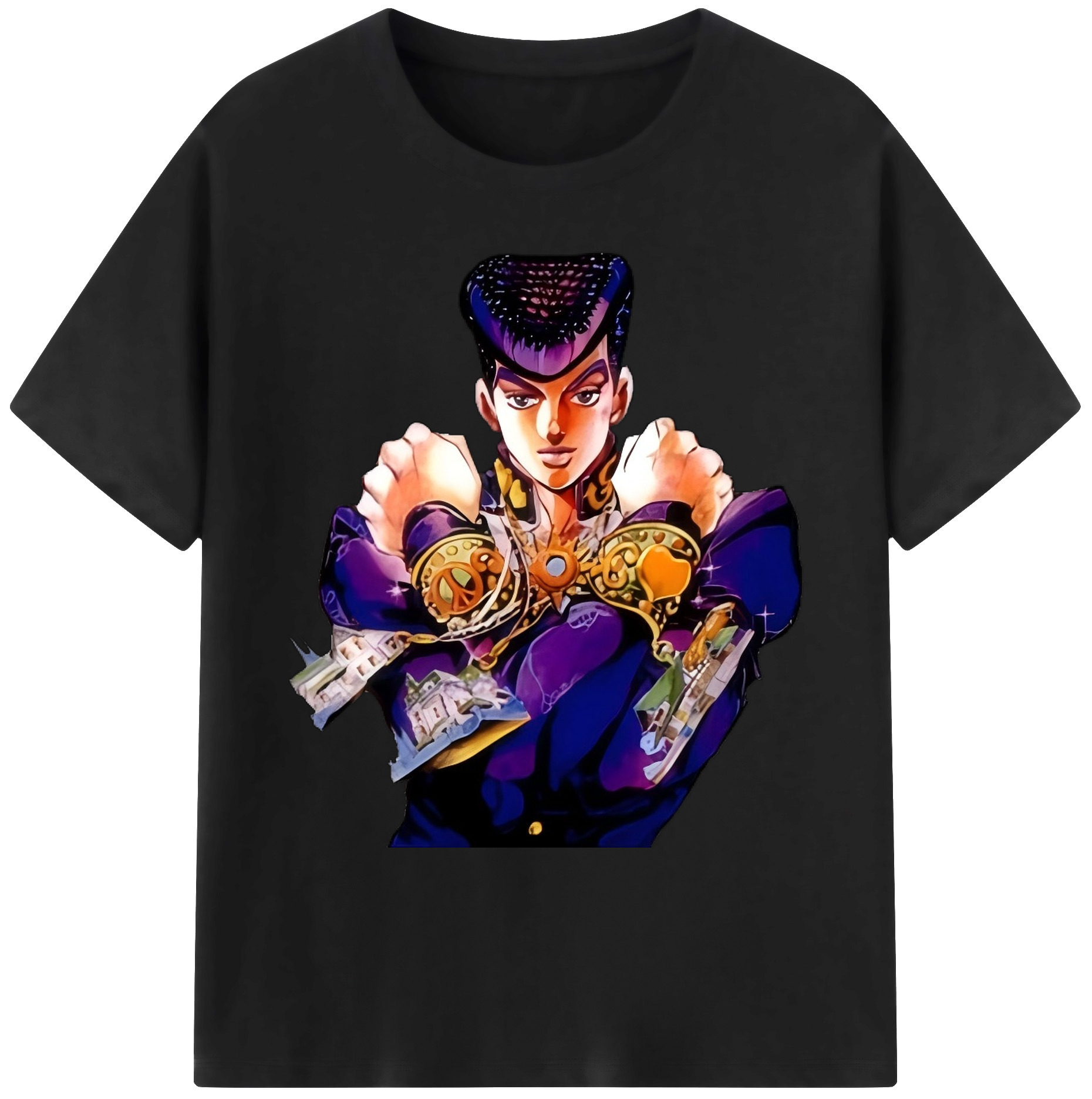 （画像用） ジョジョの奇妙な冒険 ひがしかた じょうすけ JoJo's Bizarre Adventure Higashikata Josuke 綿100％ メンズ半袖Tシャツ｜肌触りやわらか＆通気性