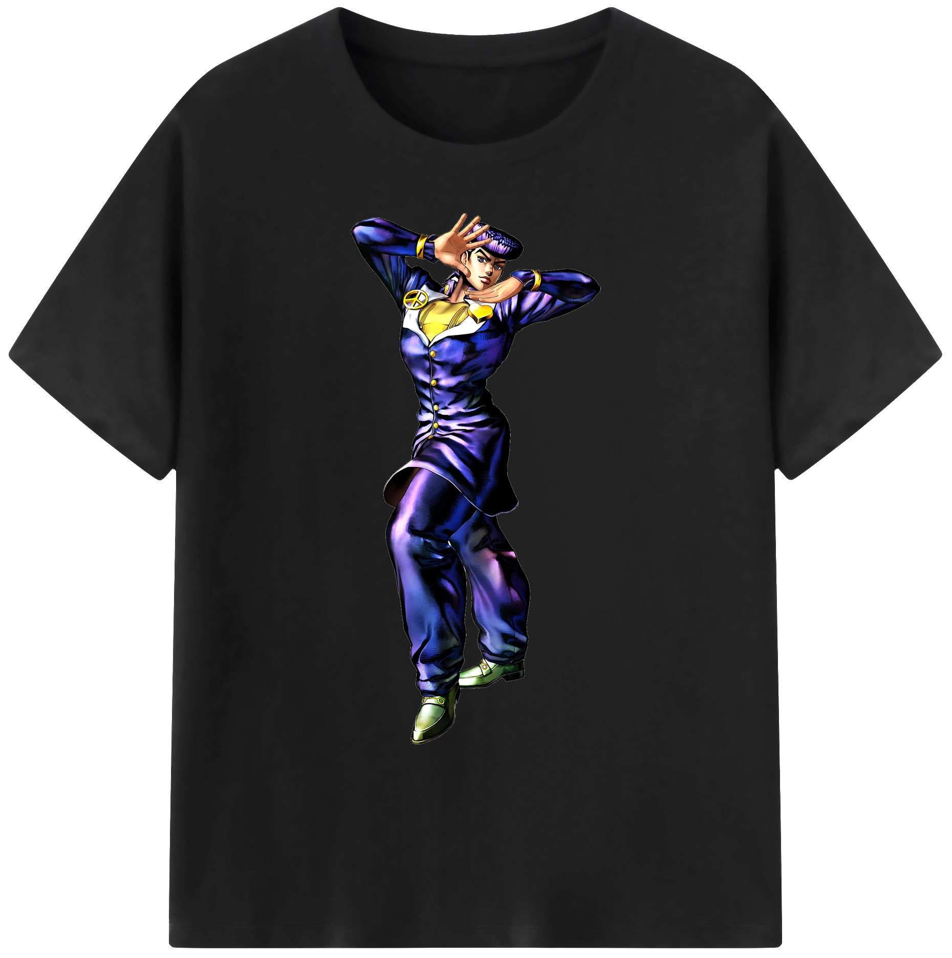 （画像用） ジョジョの奇妙な冒険 ひがしかた じょうすけ JoJo's Bizarre Adventure Higashikata Josuke 綿100％ メンズ半袖Tシャツ｜肌触りやわらか＆通気性