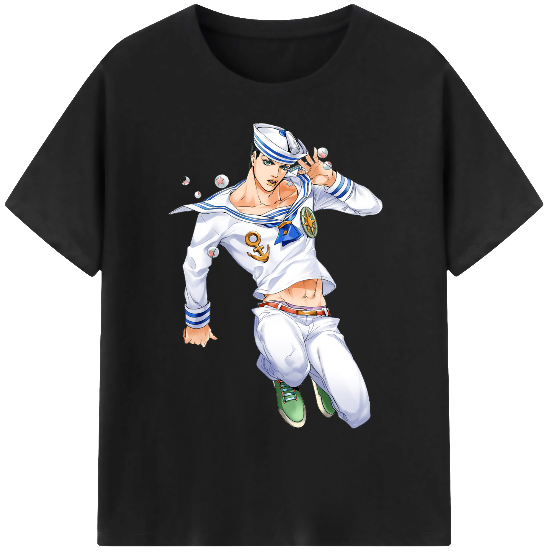 （画像用） ジョジョの奇妙な冒険 東方定助 JoJo's Bizarre Adventure Higashikata Josuke 綿100％ メンズ半袖Tシャツ｜肌触りやわらか＆通気性
