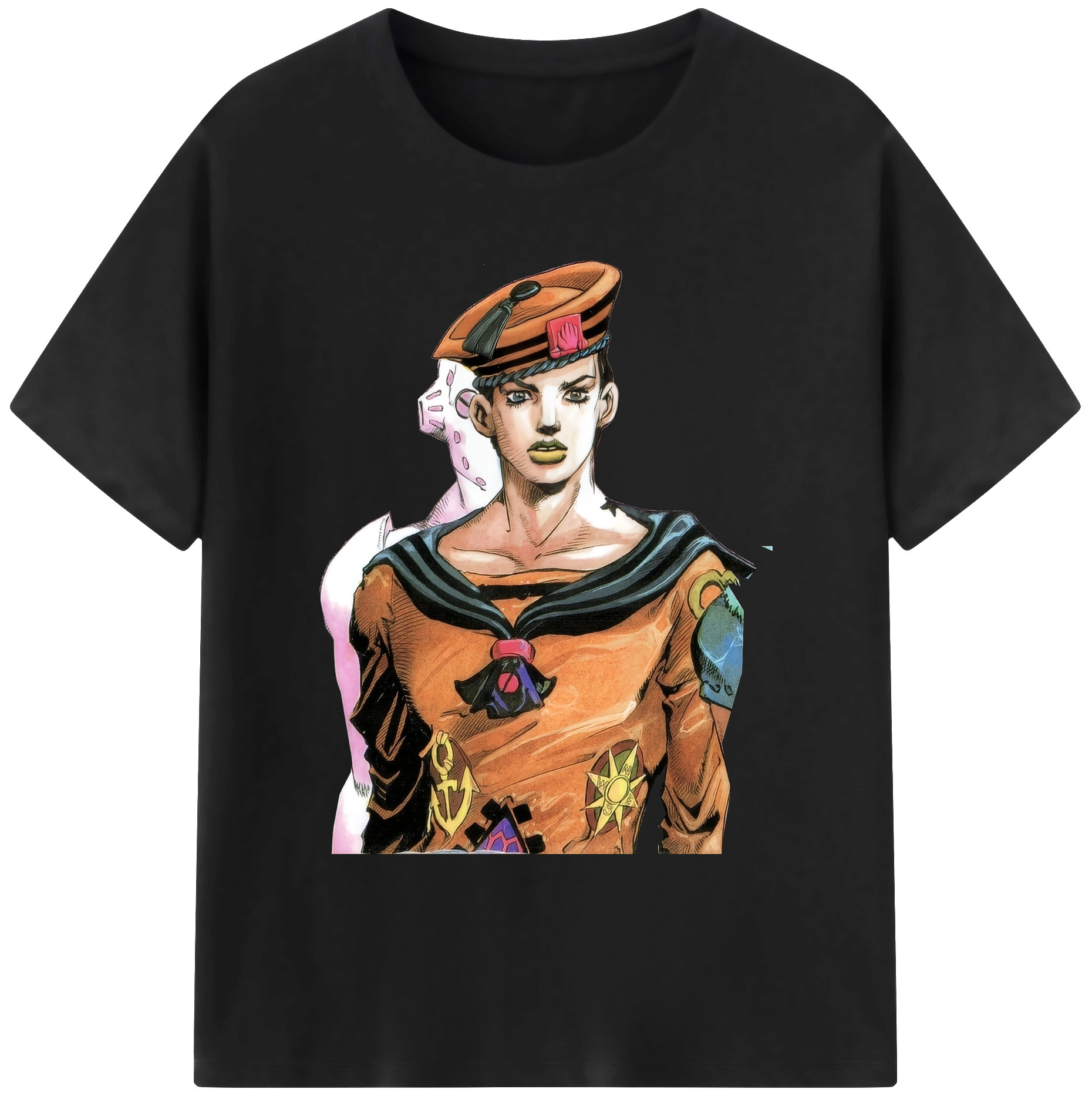 （画像用） ジョジョの奇妙な冒険 東方定助 JoJo's Bizarre Adventure Higashikata Josuke 綿100％ メンズ半袖Tシャツ｜肌触りやわらか＆通気性