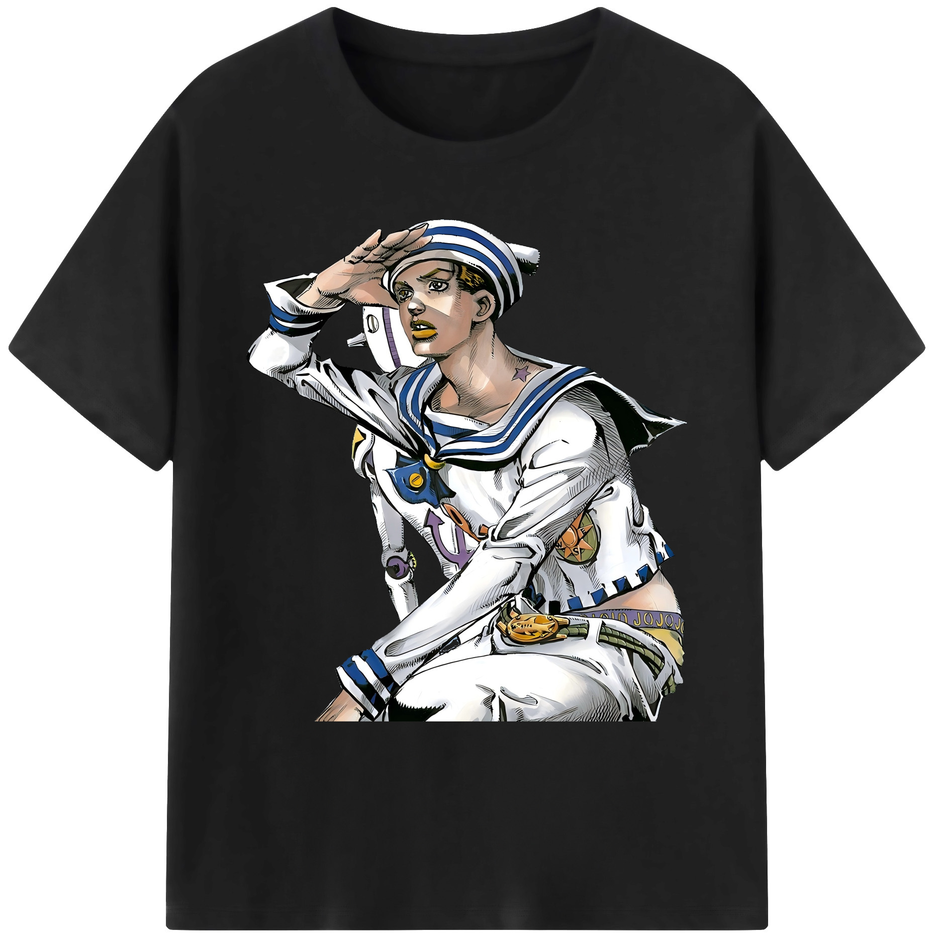 （画像用） ジョジョの奇妙な冒険 東方定助 JoJo's Bizarre Adventure Higashikata Josuke 綿100％ メンズ半袖Tシャツ｜肌触りやわらか＆通気性