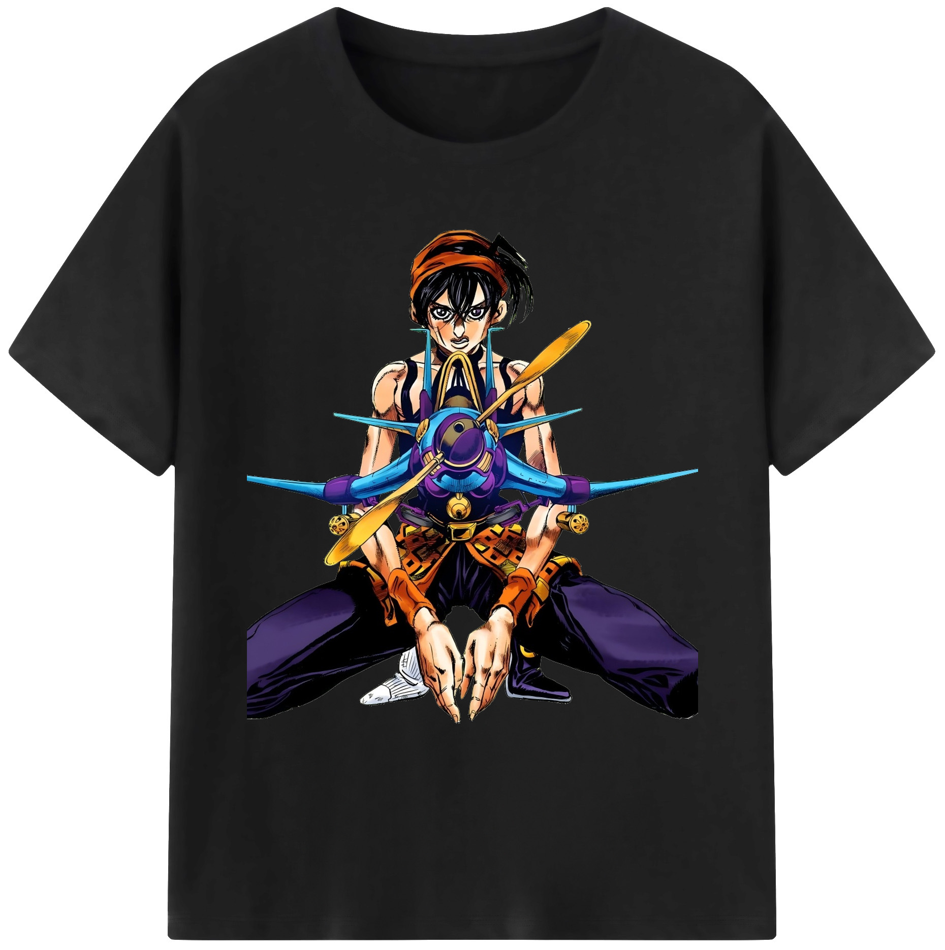 （画像用） ジョジョの奇妙な冒険 ナランチャ?ギルガ JoJo's Bizarre Adventure Narancia Ghirga 綿100％ メンズ半袖Tシャツ｜肌触りやわらか＆通気性