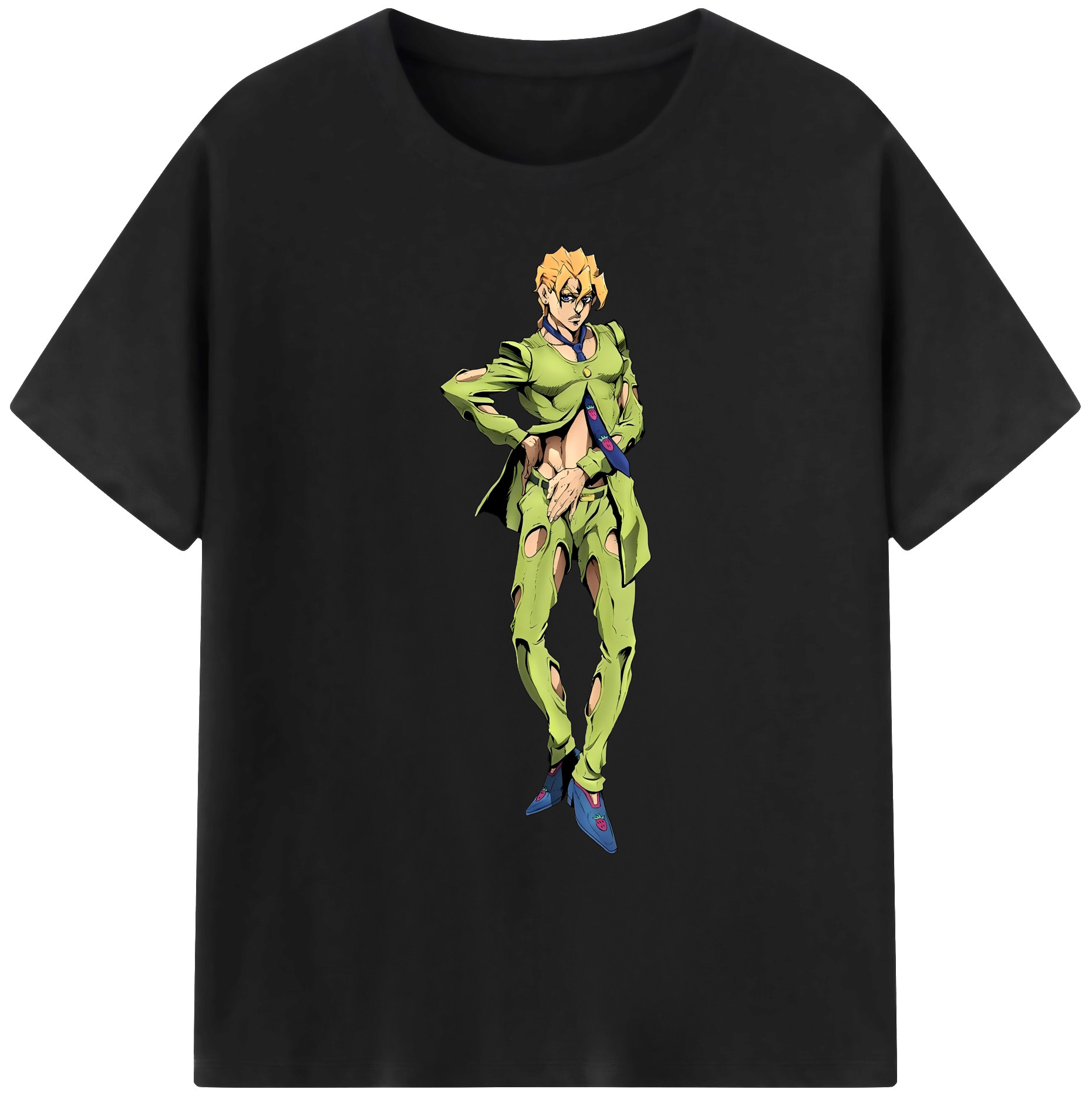 （画像用） ジョジョの奇妙な冒険 パンナコッタ?フー JoJo's Bizarre Adventure Pannacotta Fugo 綿100％ メンズ半袖Tシャツ｜肌触りやわらか＆通気性