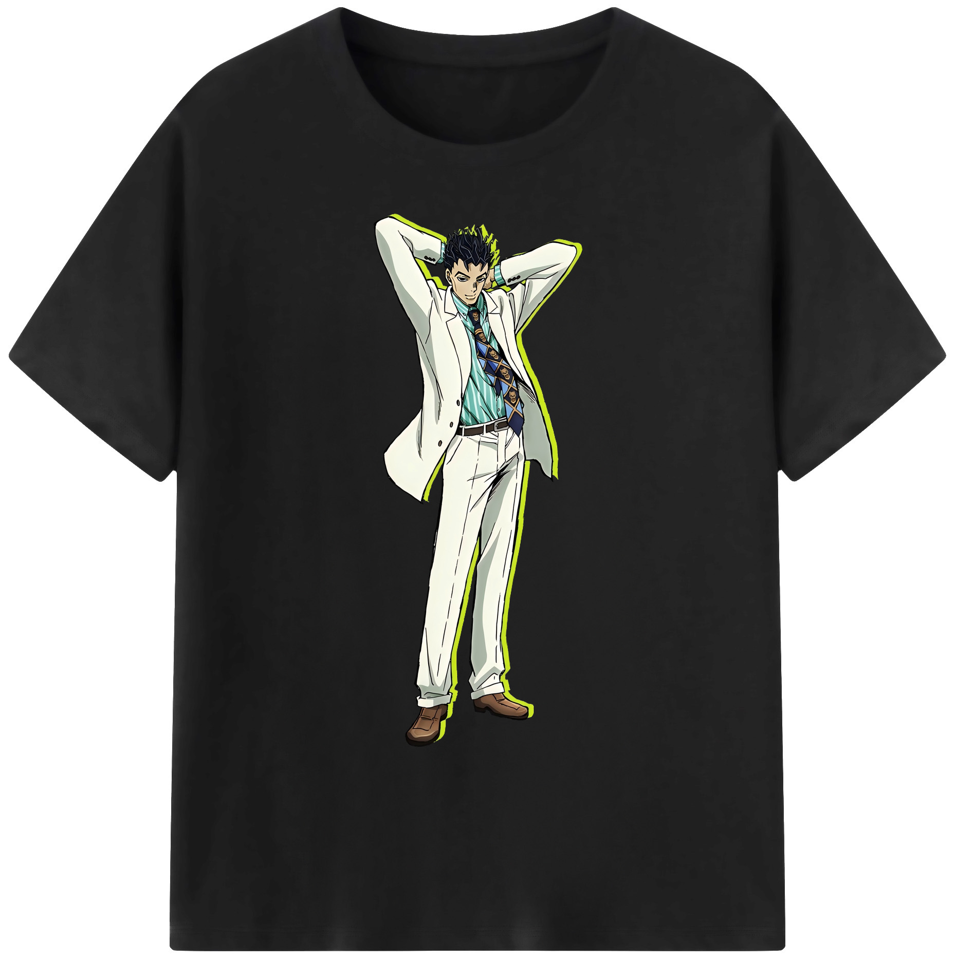 （画像用） ジョジョの奇妙な冒険 きら よしかげ JoJo's Bizarre Adventure Kira Yoshikage 綿100％ メンズ半袖Tシャツ｜肌触りやわらか＆通気性