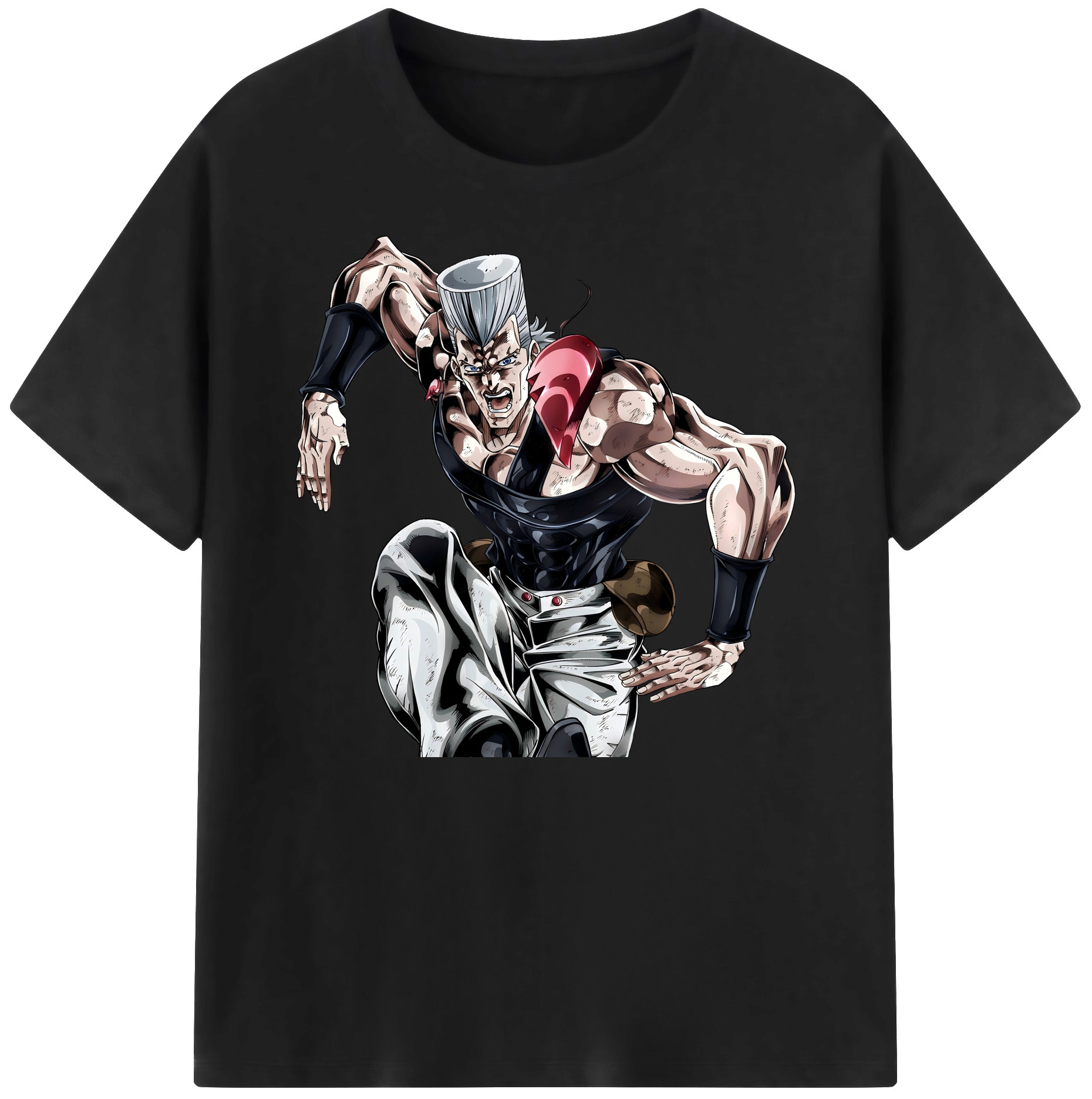 （画像用） ジョジョの奇妙な冒険 ジャン＝ピエール?ポルナレフ JoJo's Bizarre Adventure Jan Pierre Polnareff 綿100％ メンズ半袖Tシャツ｜肌触りやわらか＆通気性