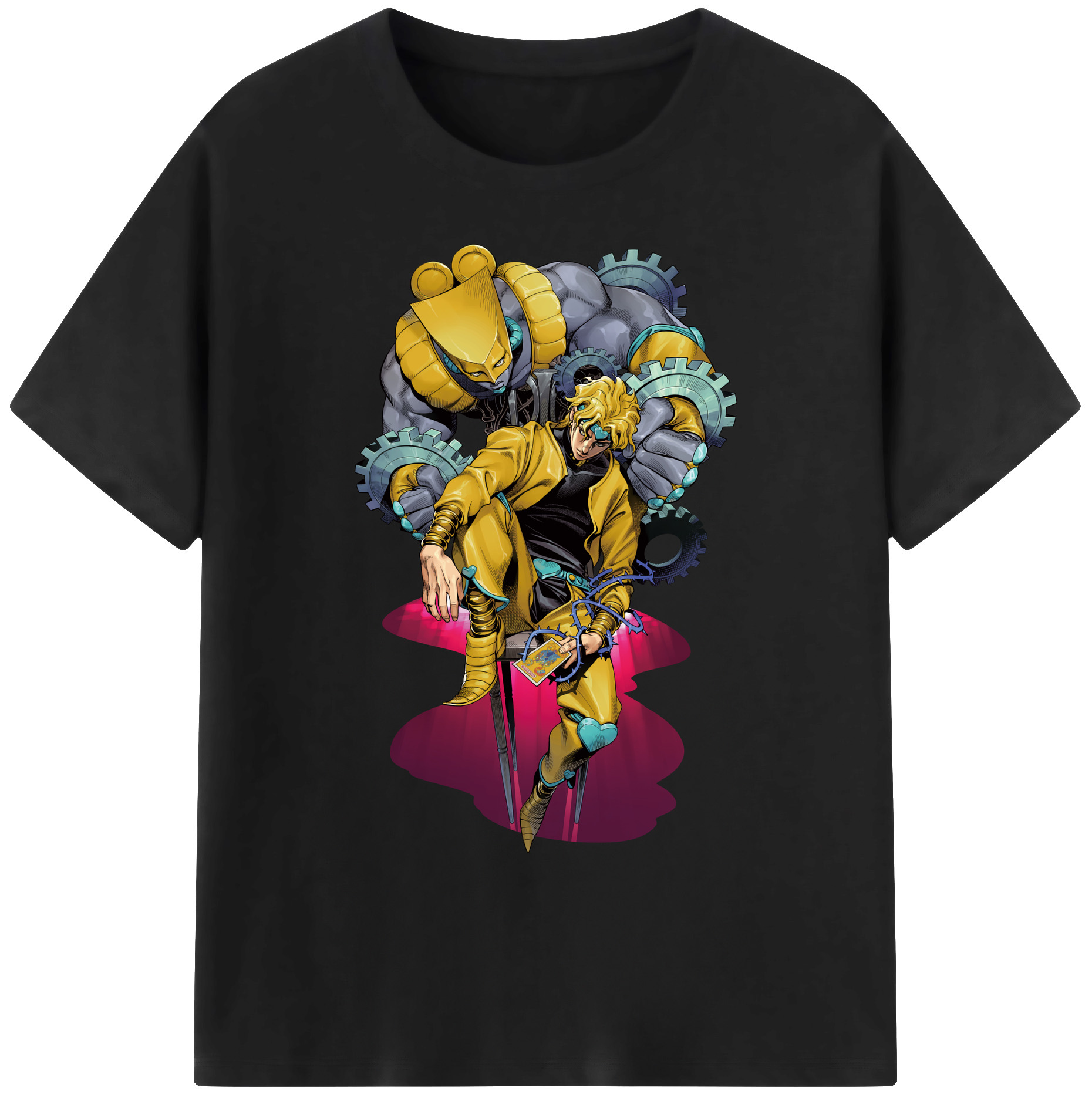 （画像用） ジョジョの奇妙な冒険 ディオ?ブランドー JoJo's Bizarre Adventure Dio Brando 綿100％ メンズ半袖Tシャツ｜肌触りやわらか＆通気性