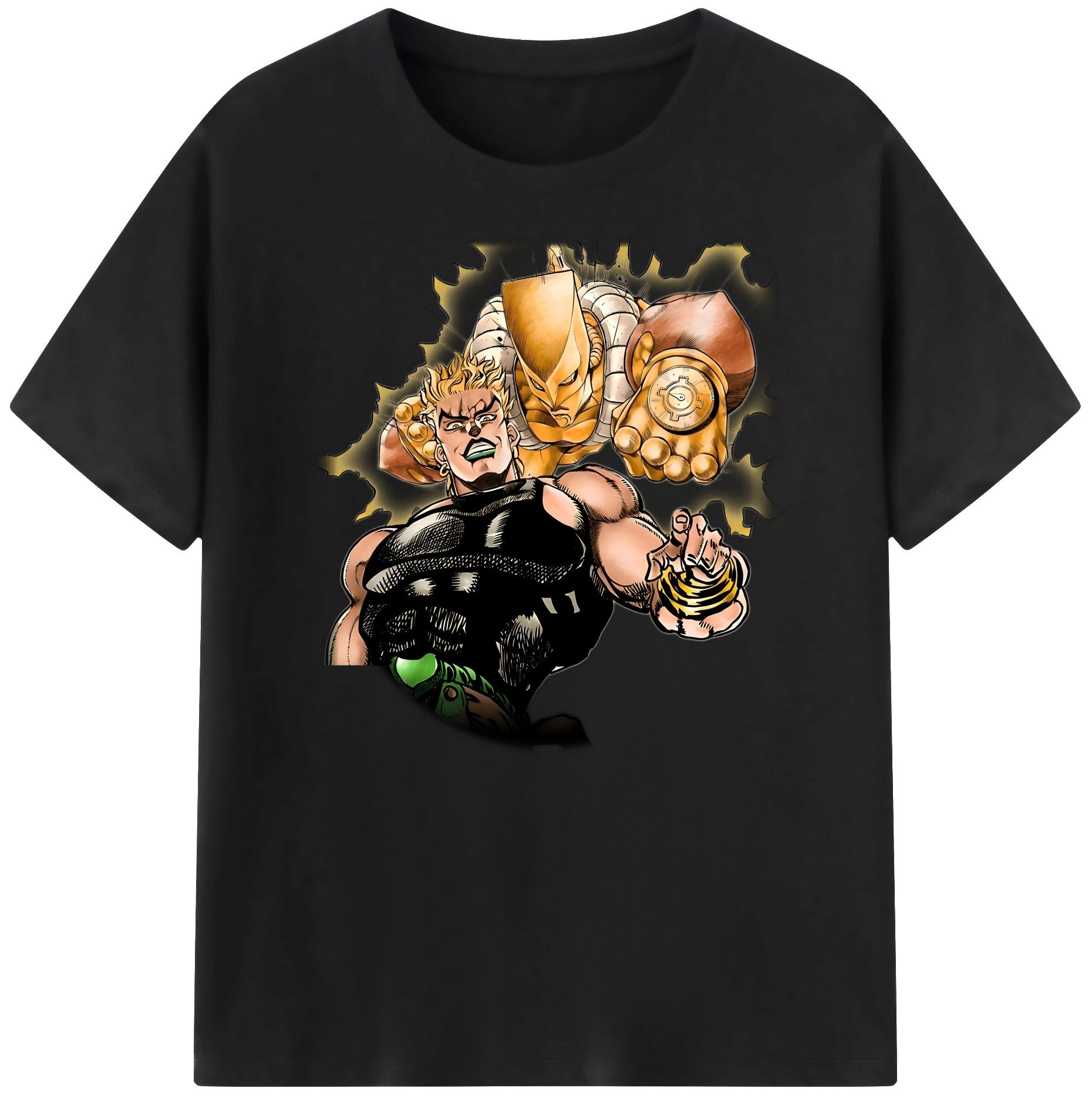 （画像用） ジョジョの奇妙な冒険 ディオ?ブランドー JoJo's Bizarre Adventure Dio Brando 綿100％ メンズ半袖Tシャツ｜肌触りやわらか＆通気性