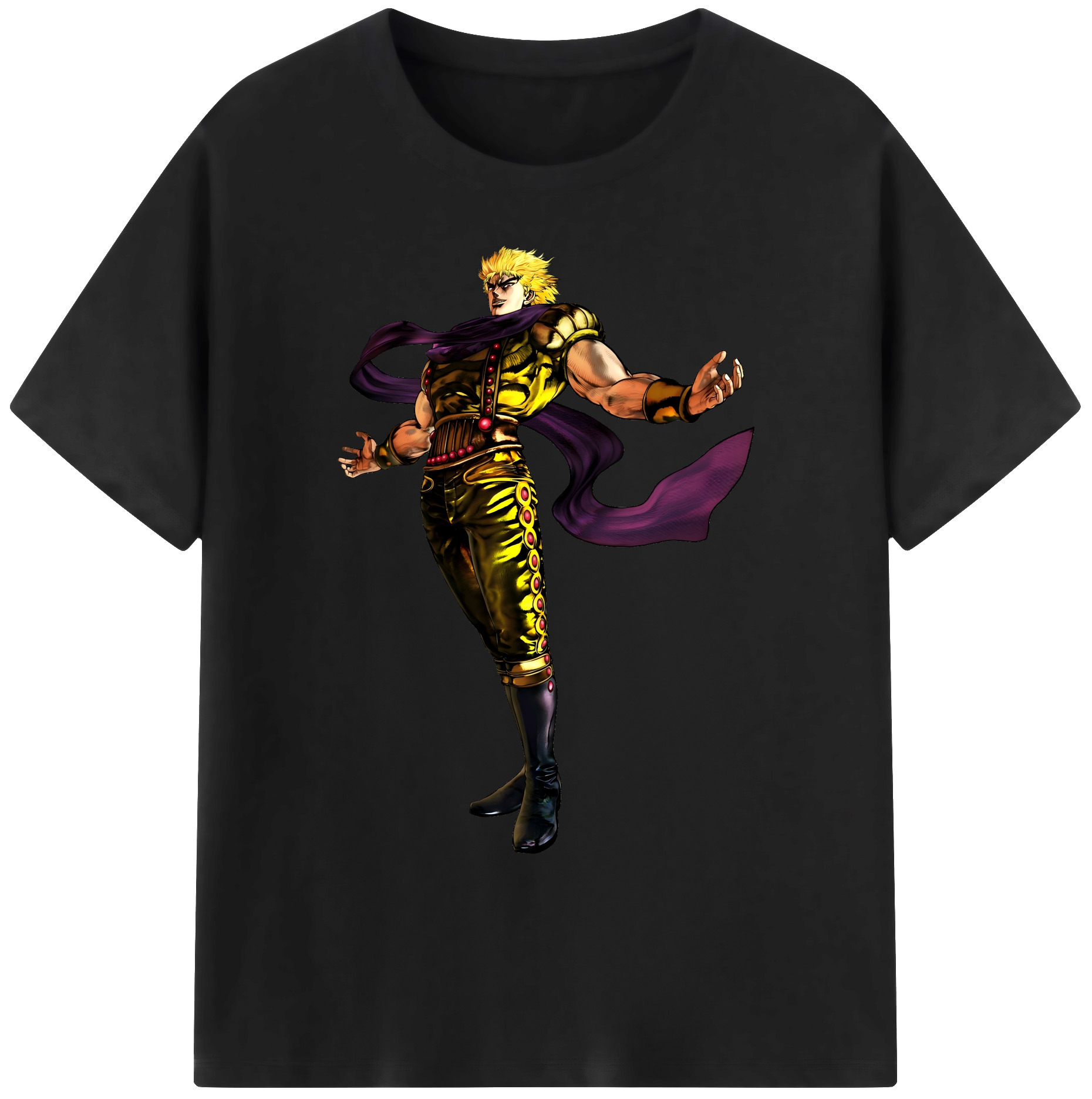 （画像用） ジョジョの奇妙な冒険 ディオ?ブランドー JoJo's Bizarre Adventure Dio Brando 綿100％ メンズ半袖Tシャツ｜肌触りやわらか＆通気性