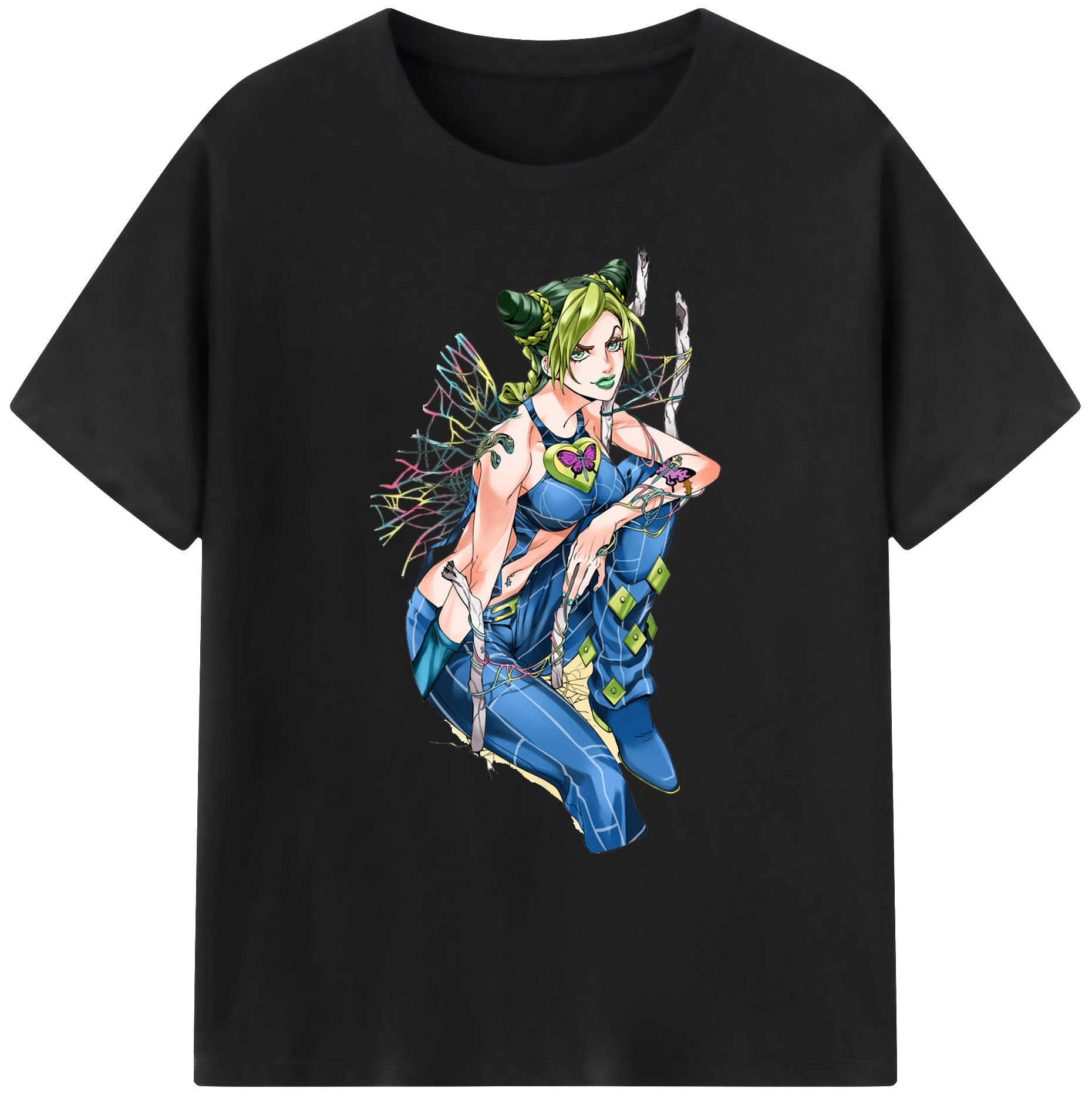 （画像用） "ジョジョの奇妙な冒険 くうじょう ジョリーン JoJo's Bizarre Adventure Jolyne Cujoh " 綿100％ メンズ半袖Tシャツ｜肌触りやわらか＆通気性