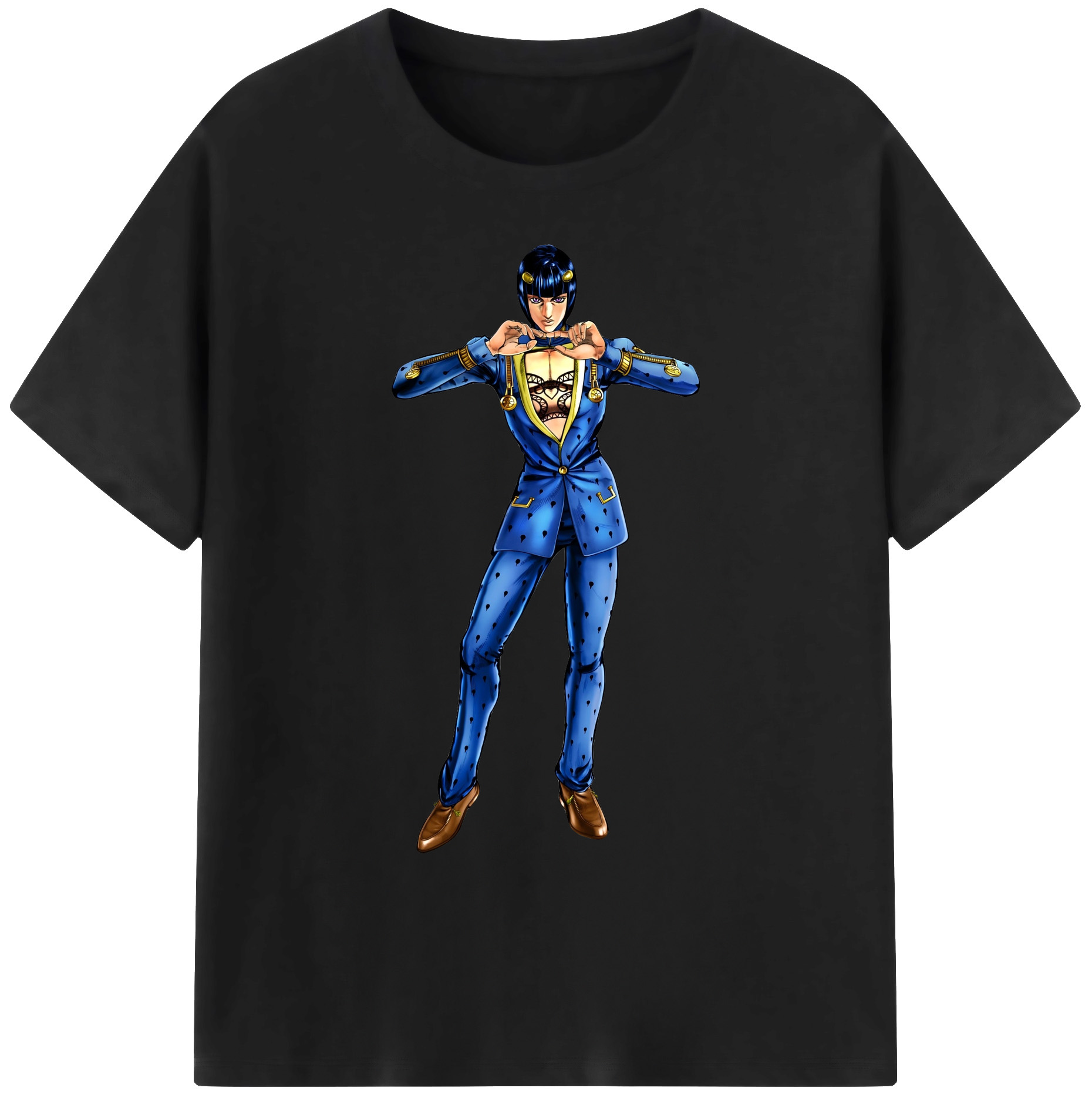 （画像用） ジョジョの奇妙な冒険 ブローノ?ブチャラティ JoJo's Bizarre Adventure Bruno Bucciarati 綿100％ メンズ半袖Tシャツ｜肌触りやわらか＆通気性