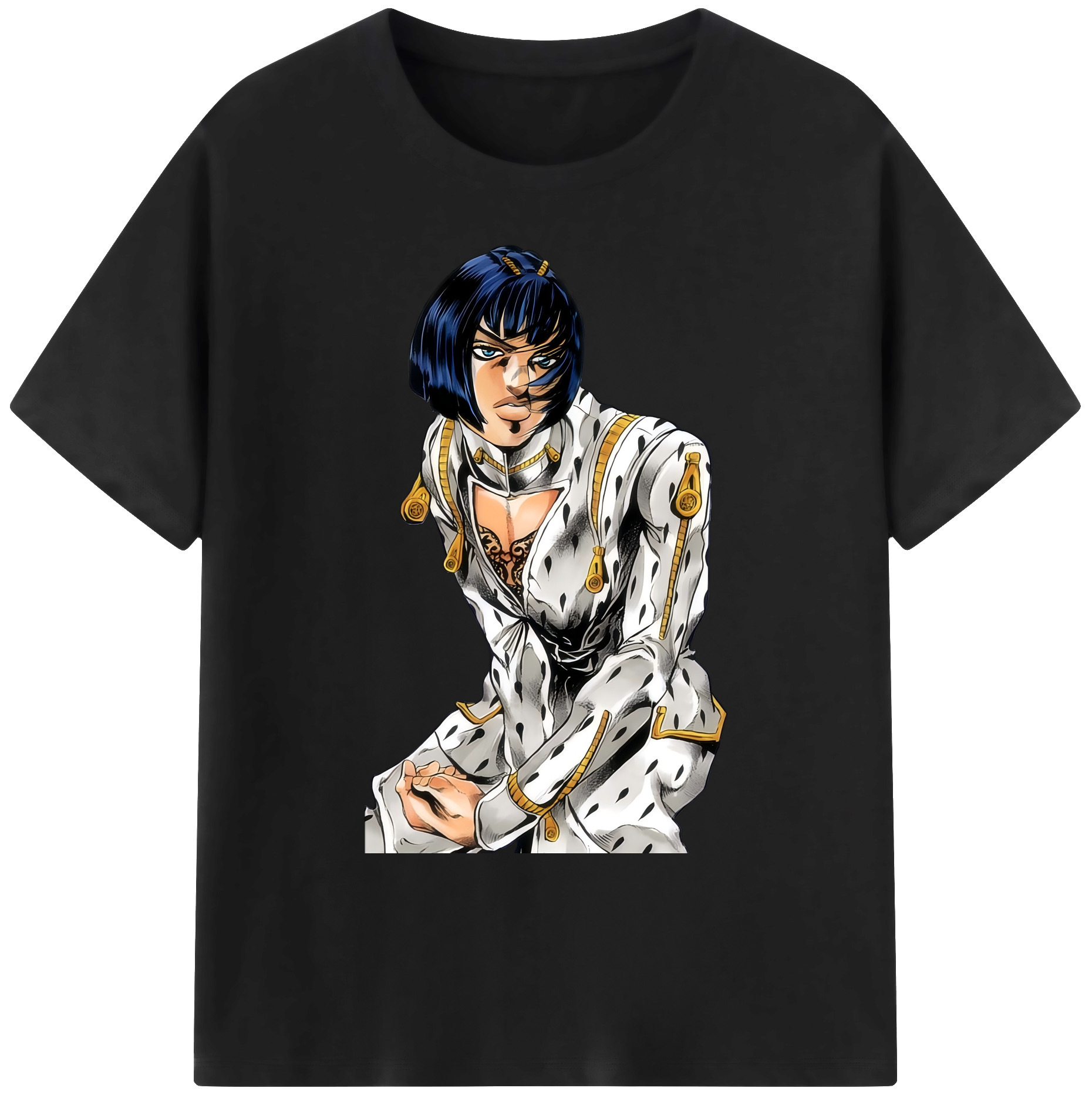 （画像用） ジョジョの奇妙な冒険 ブローノ?ブチャラティ JoJo's Bizarre Adventure Bruno Bucciarati 綿100％ メンズ半袖Tシャツ｜肌触りやわらか＆通気性